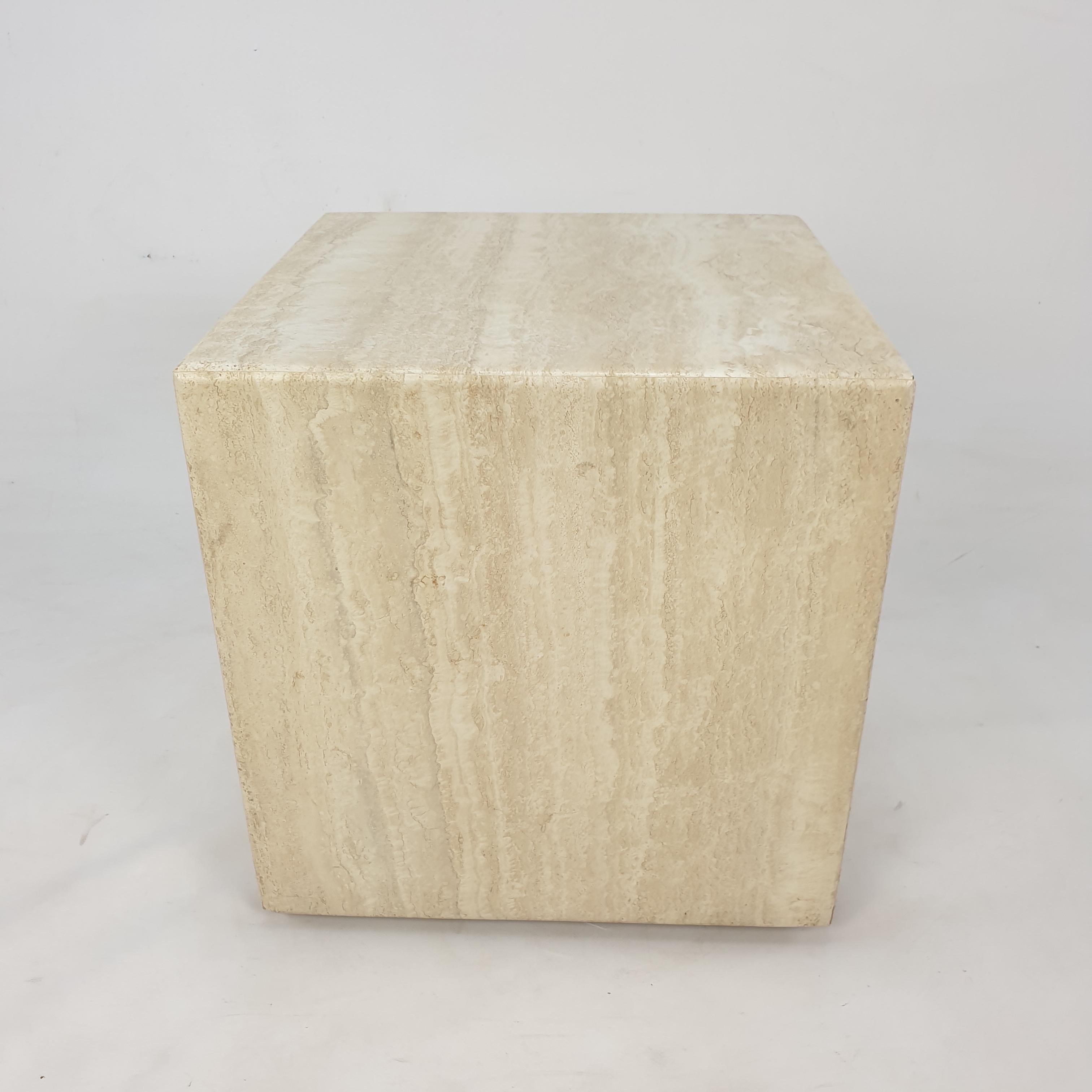 Italian Travertine Side Table, 1980's For Sale 9