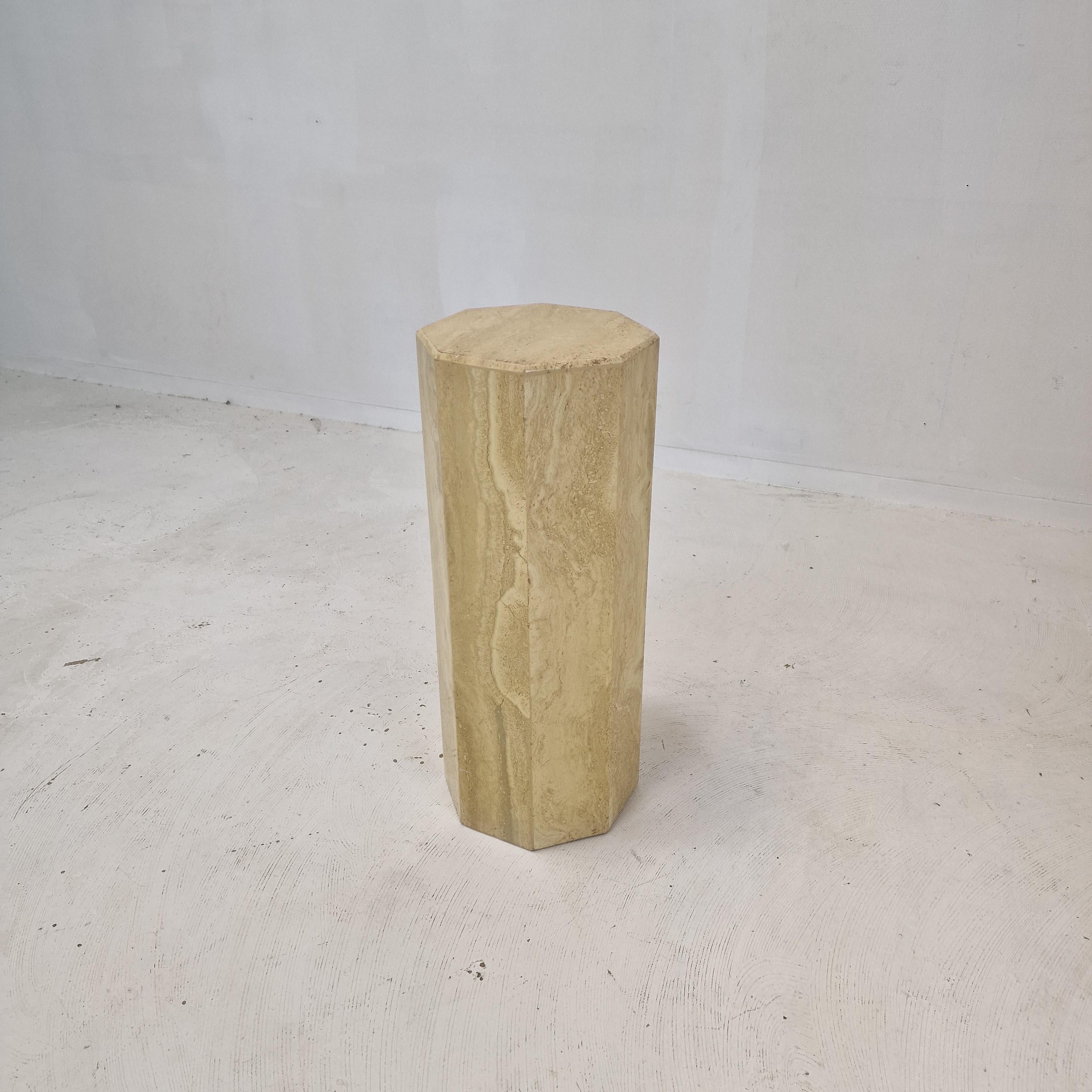 Italian Travertine Side Table or Pedestal, 1980's For Sale 4