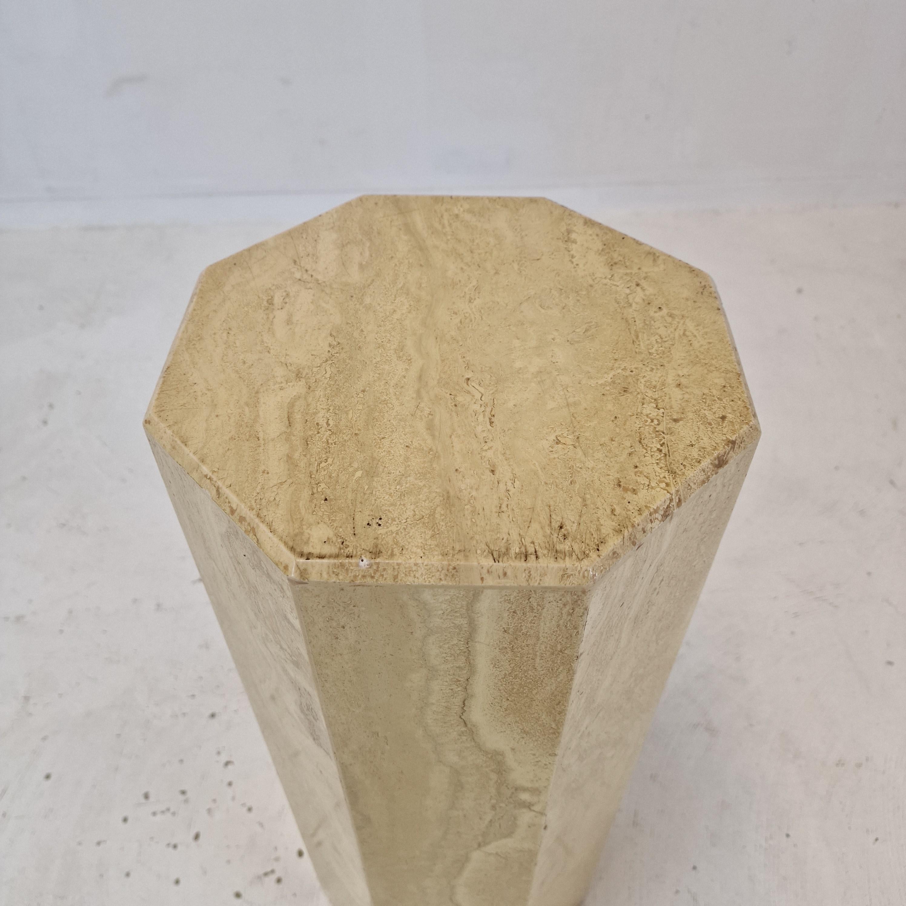 Italian Travertine Side Table or Pedestal, 1980's For Sale 6