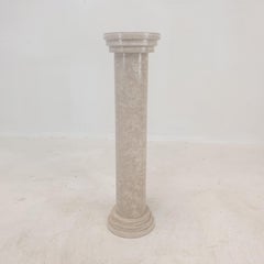 Italian Travertine Side Table or Pedestal, 1980s