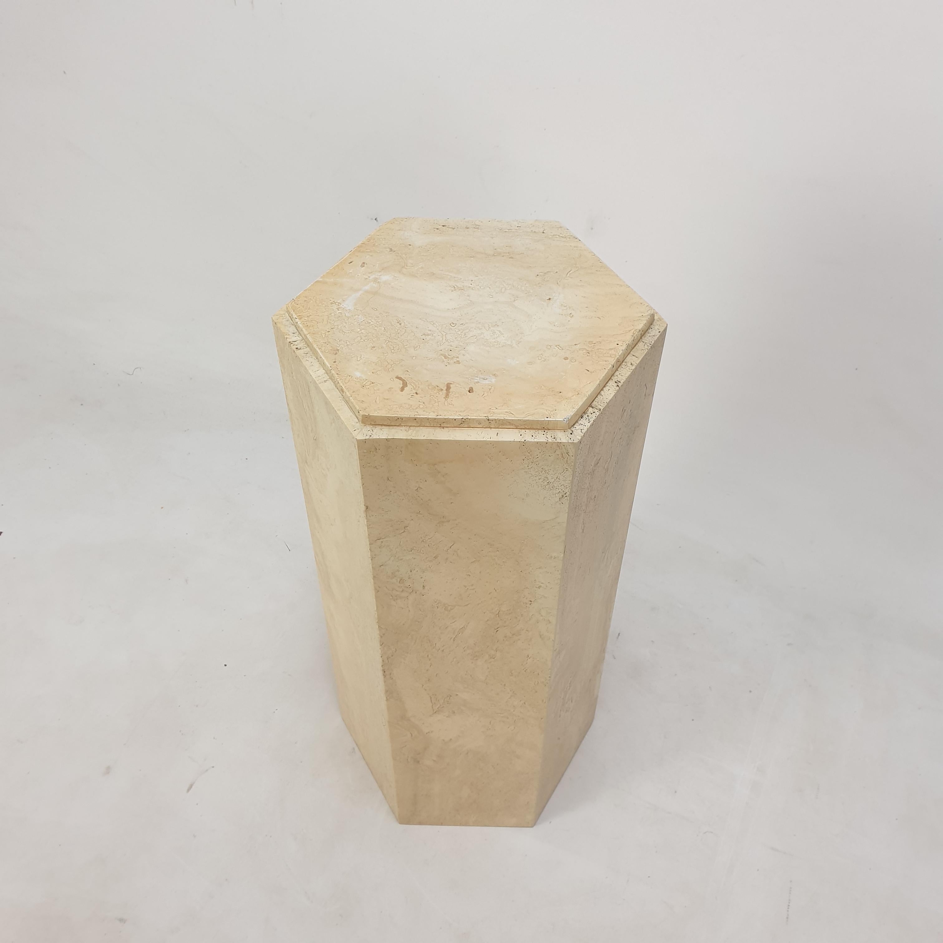 Late 20th Century Italian Travertine Side Table or Pedestal, 1980's