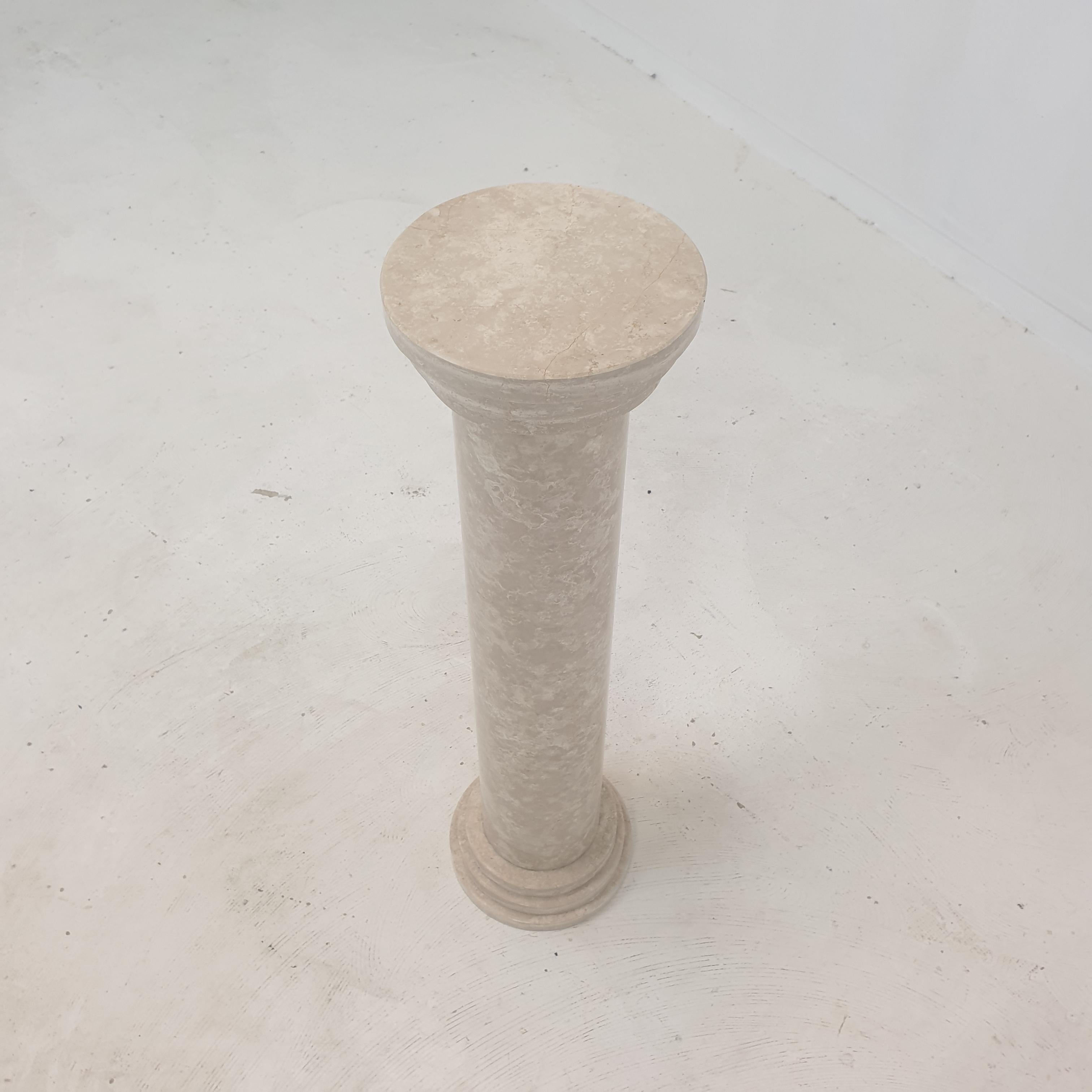Late 20th Century Italian Travertine Side Table or Pedestal, 1980s For Sale