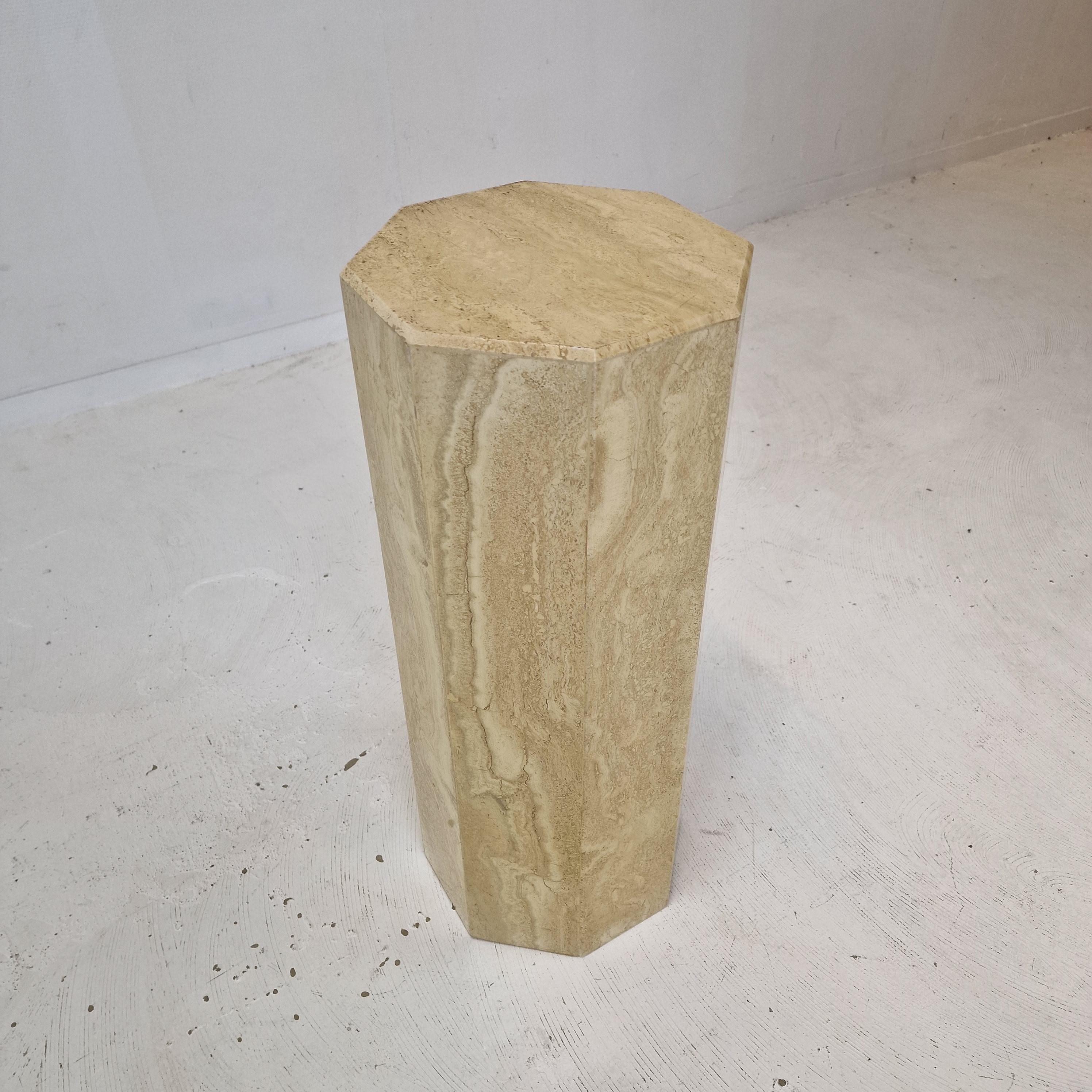 Italian Travertine Side Table or Pedestal, 1980's For Sale 2