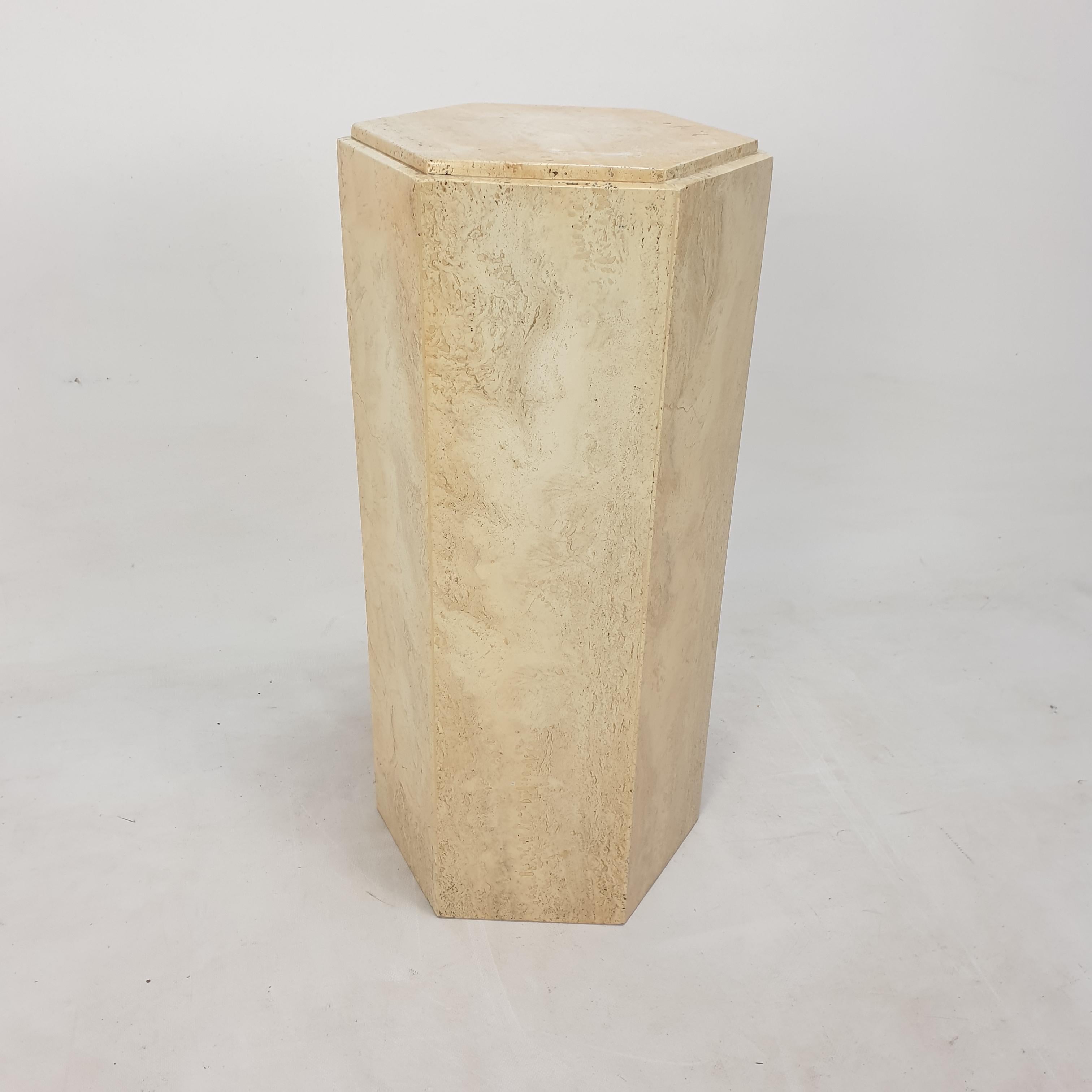 Italian Travertine Side Table or Pedestal, 1980's 3