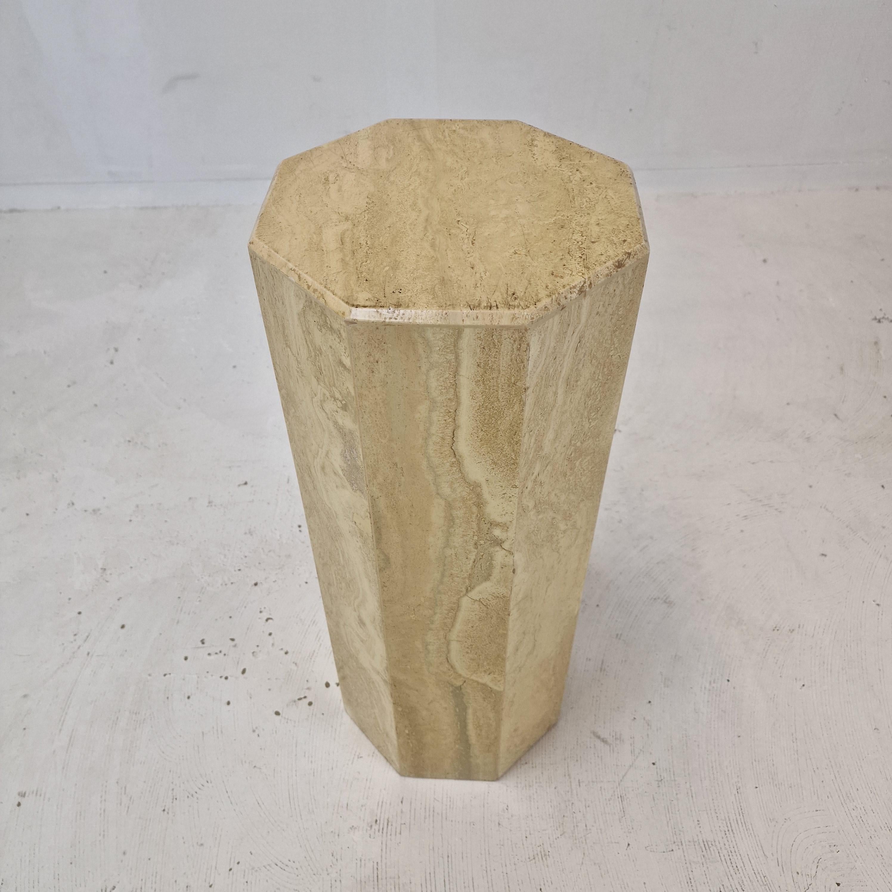 Italian Travertine Side Table or Pedestal, 1980's For Sale 3