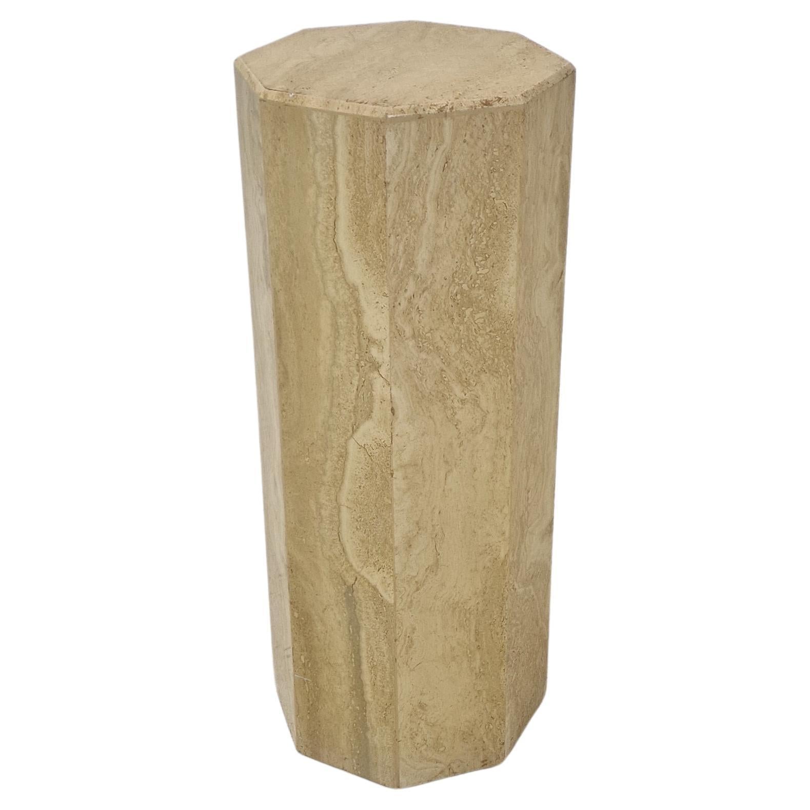 Italian Travertine Side Table or Pedestal, 1980's For Sale