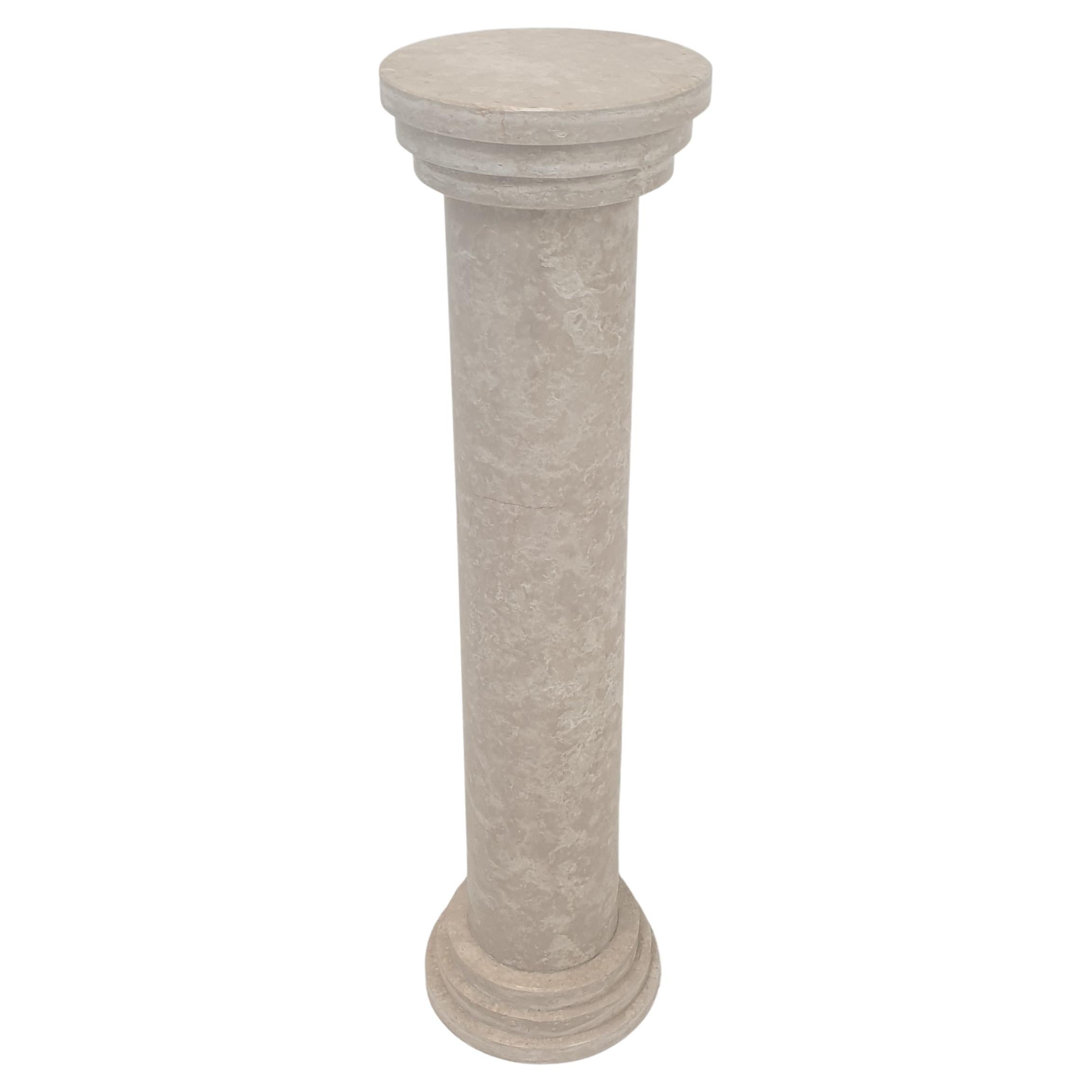 Italian Travertine Side Table or Pedestal, 1980s For Sale