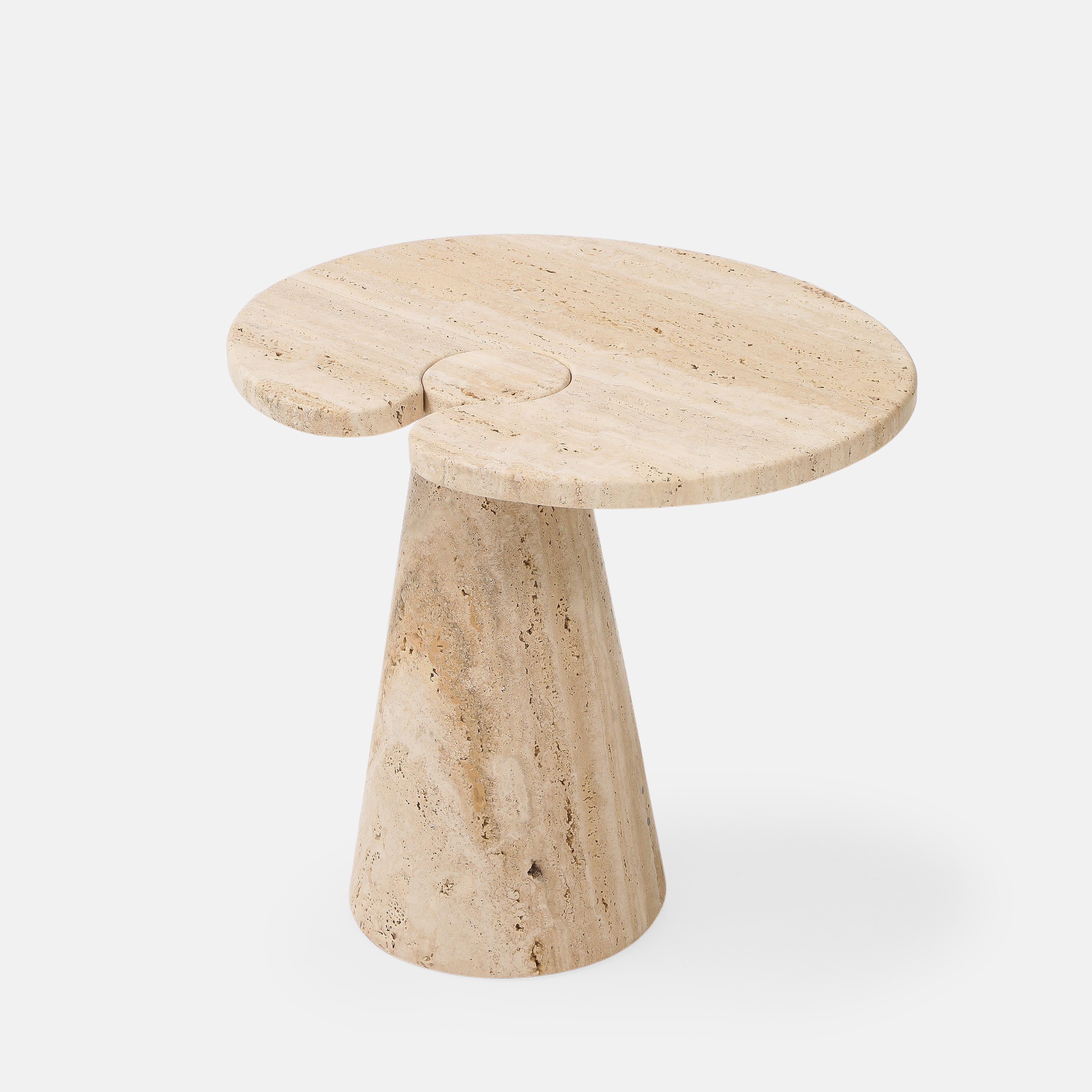 Italian Travertine Side Tables in the Manner of Angelo Mangiarotti For Sale 5