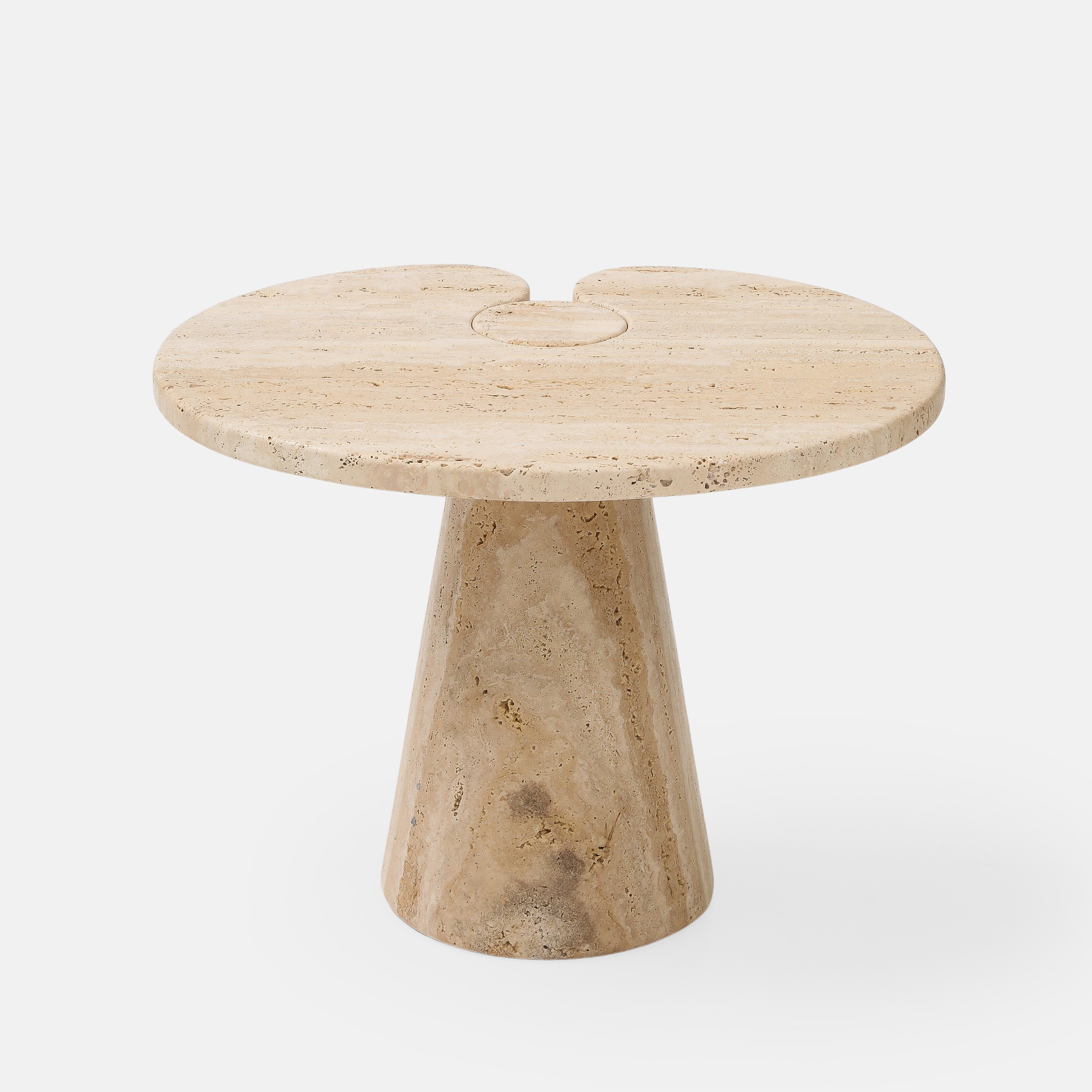 Italian Travertine Side Tables in the Manner of Angelo Mangiarotti For Sale 7