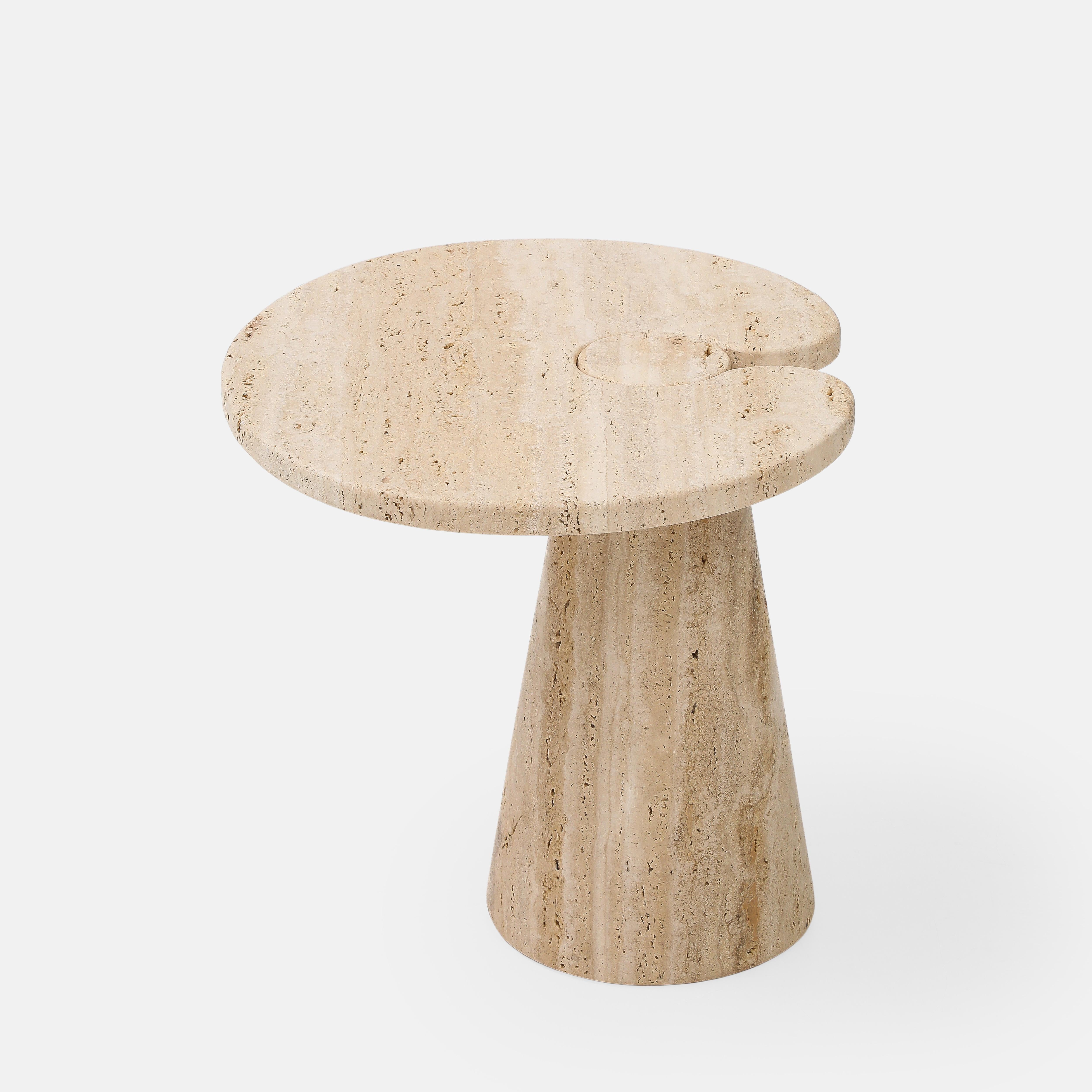 Italian Travertine Side Tables in the Manner of Angelo Mangiarotti For Sale 8