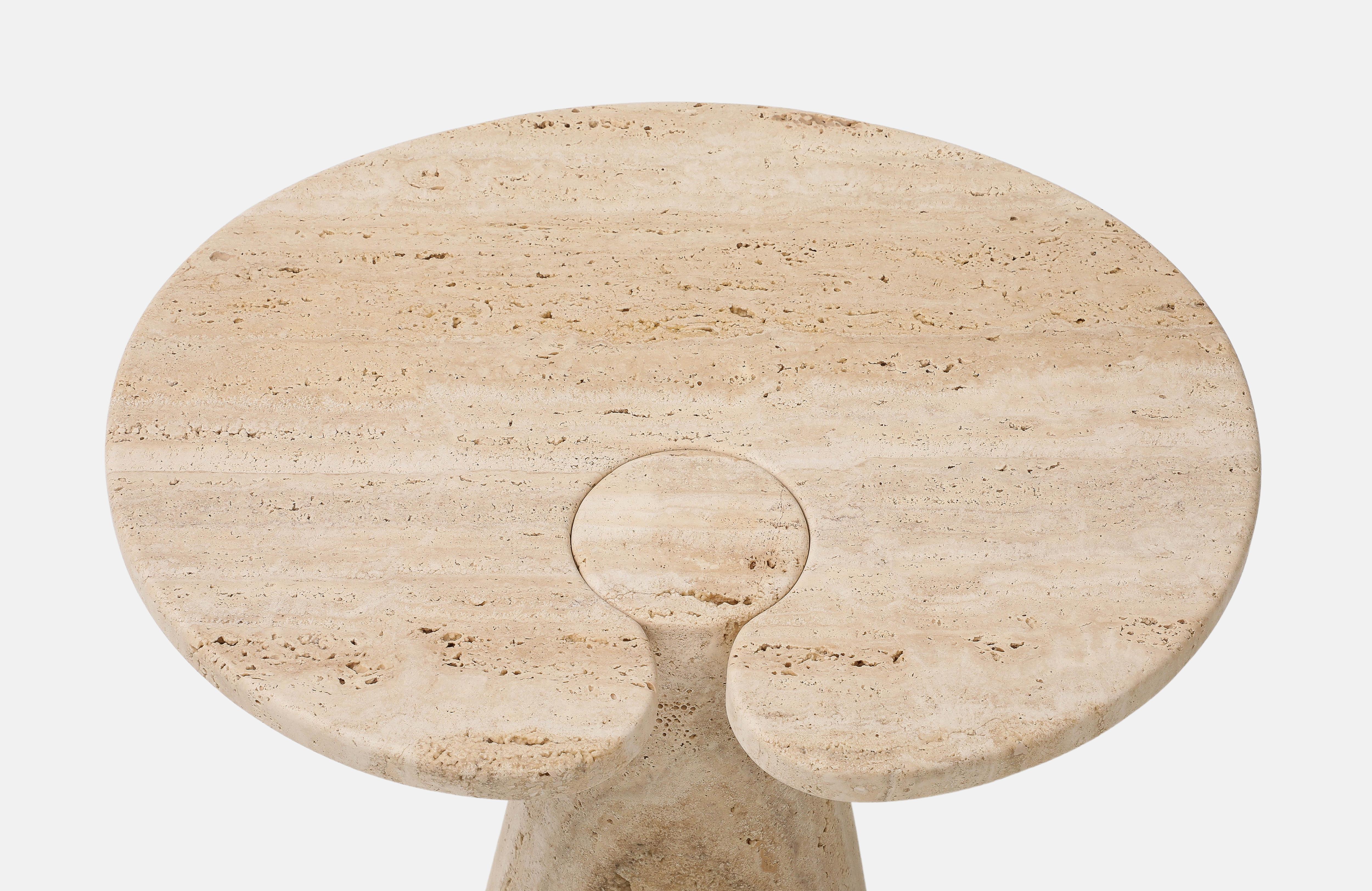 Italian Travertine Side Tables in the Manner of Angelo Mangiarotti For Sale 9