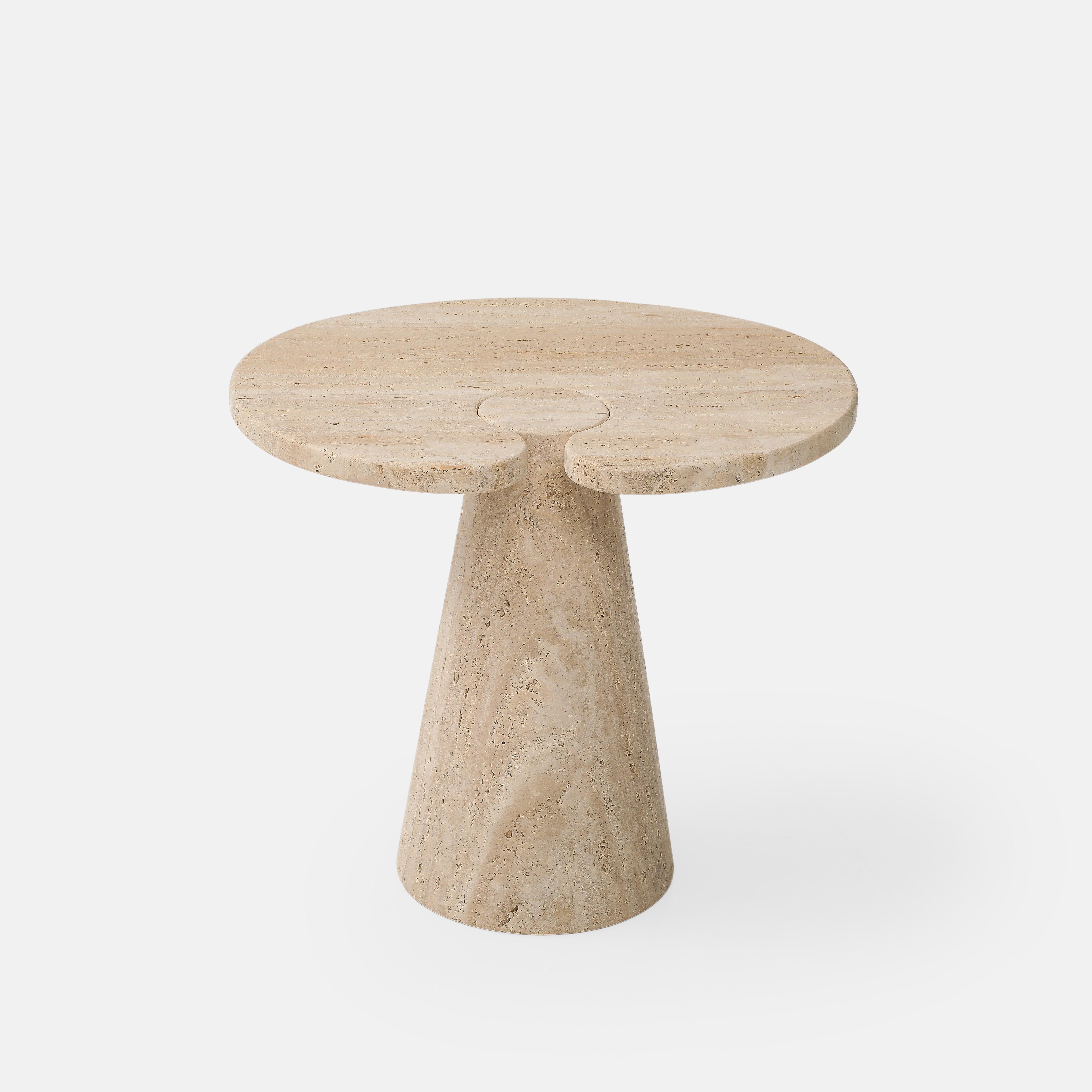 Italian Travertine Side Tables in the Manner of Angelo Mangiarotti For Sale 10