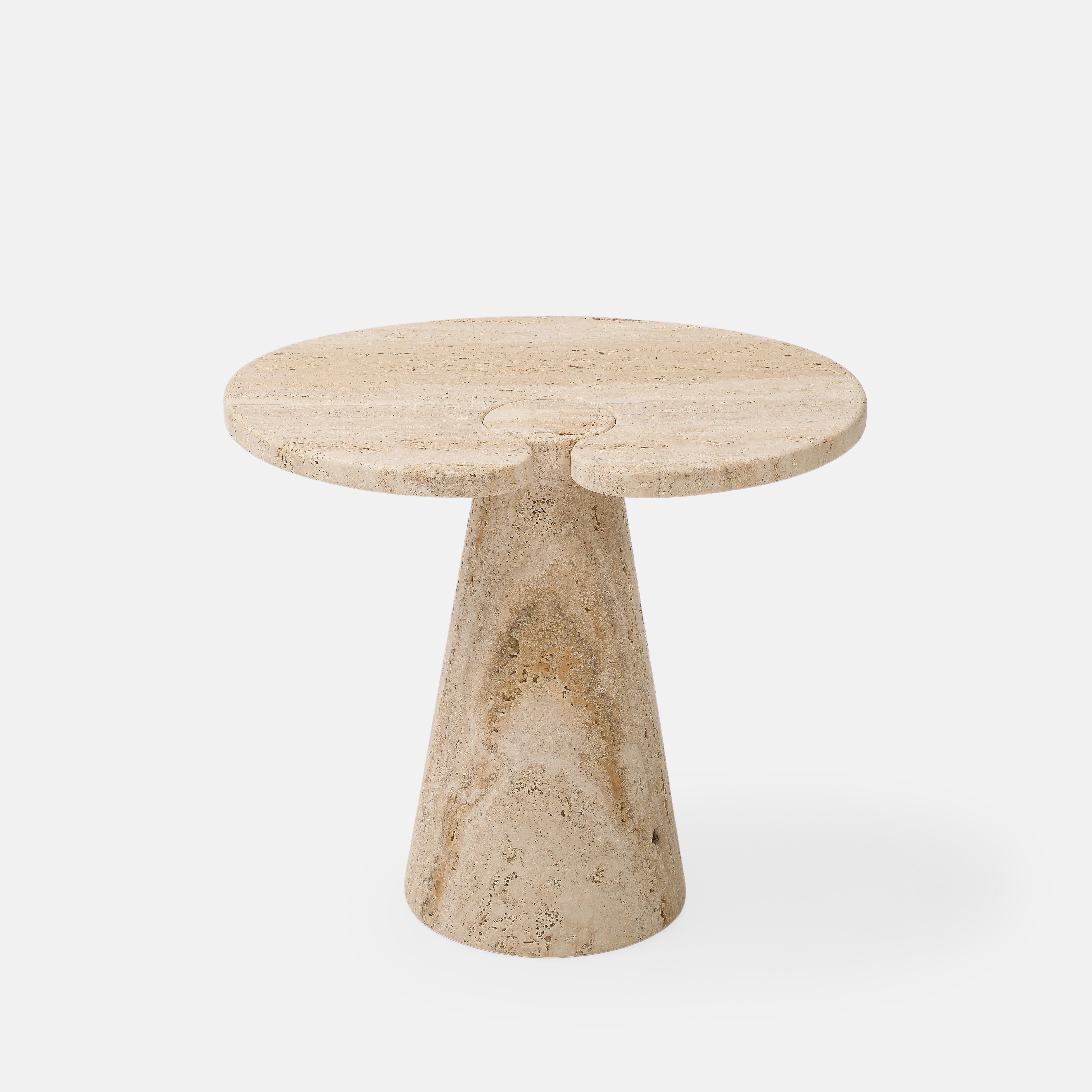 Italian Travertine Side Tables in the Manner of Angelo Mangiarotti For Sale 3