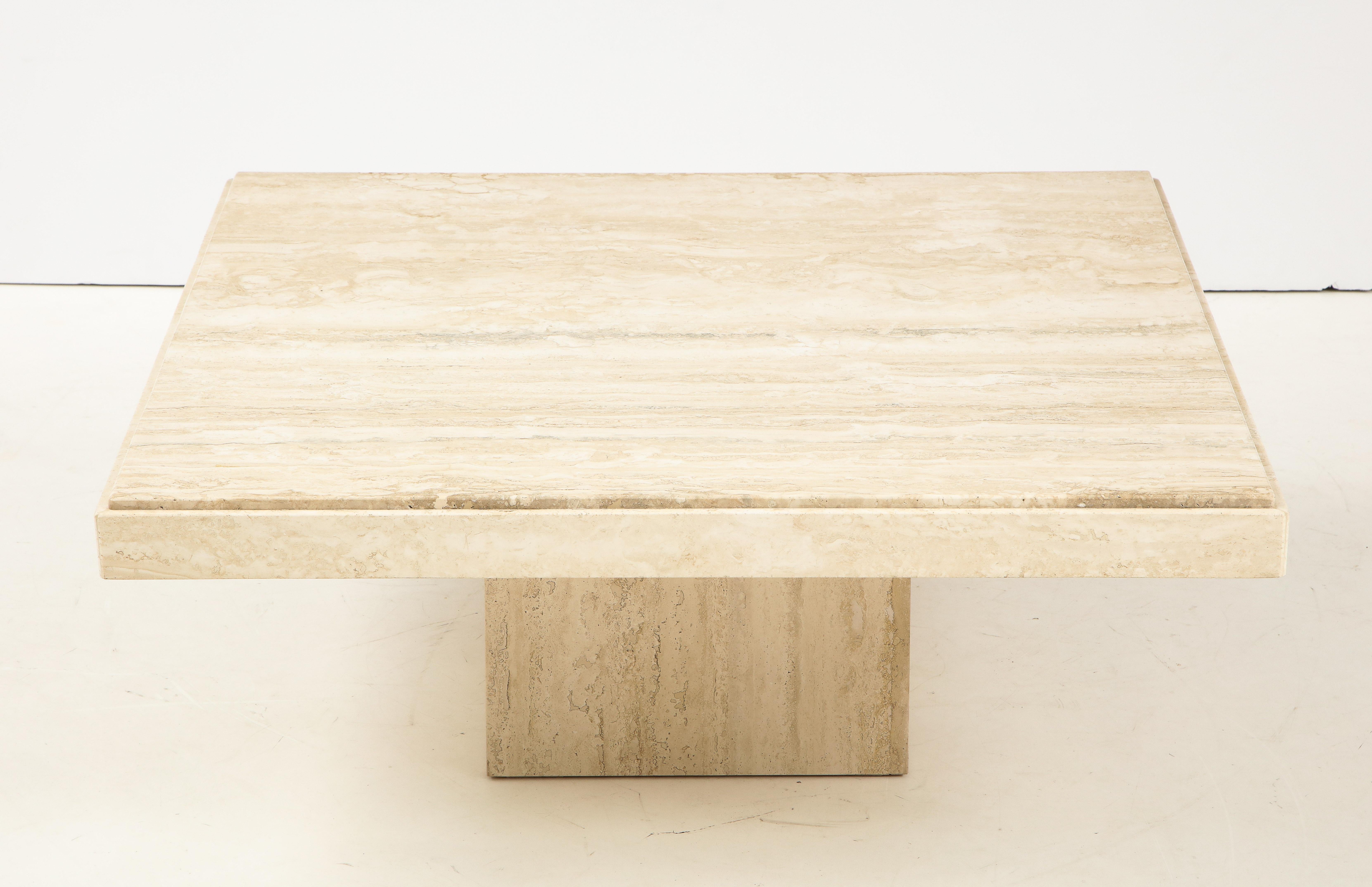 Italian Travertine Square Coffee Table In Good Condition In New York, NY