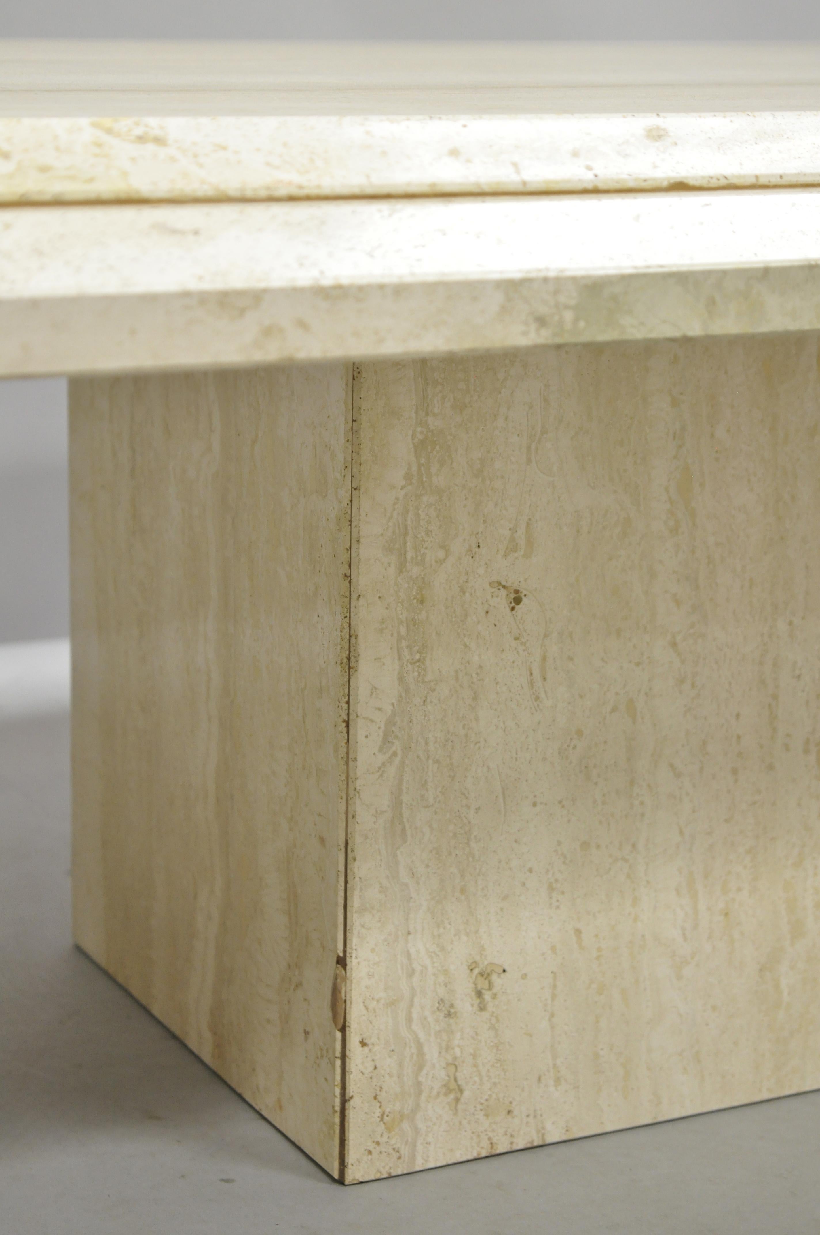 Italian Travertine Stone Rectangular Modernist Modern Large Coffee Table 4