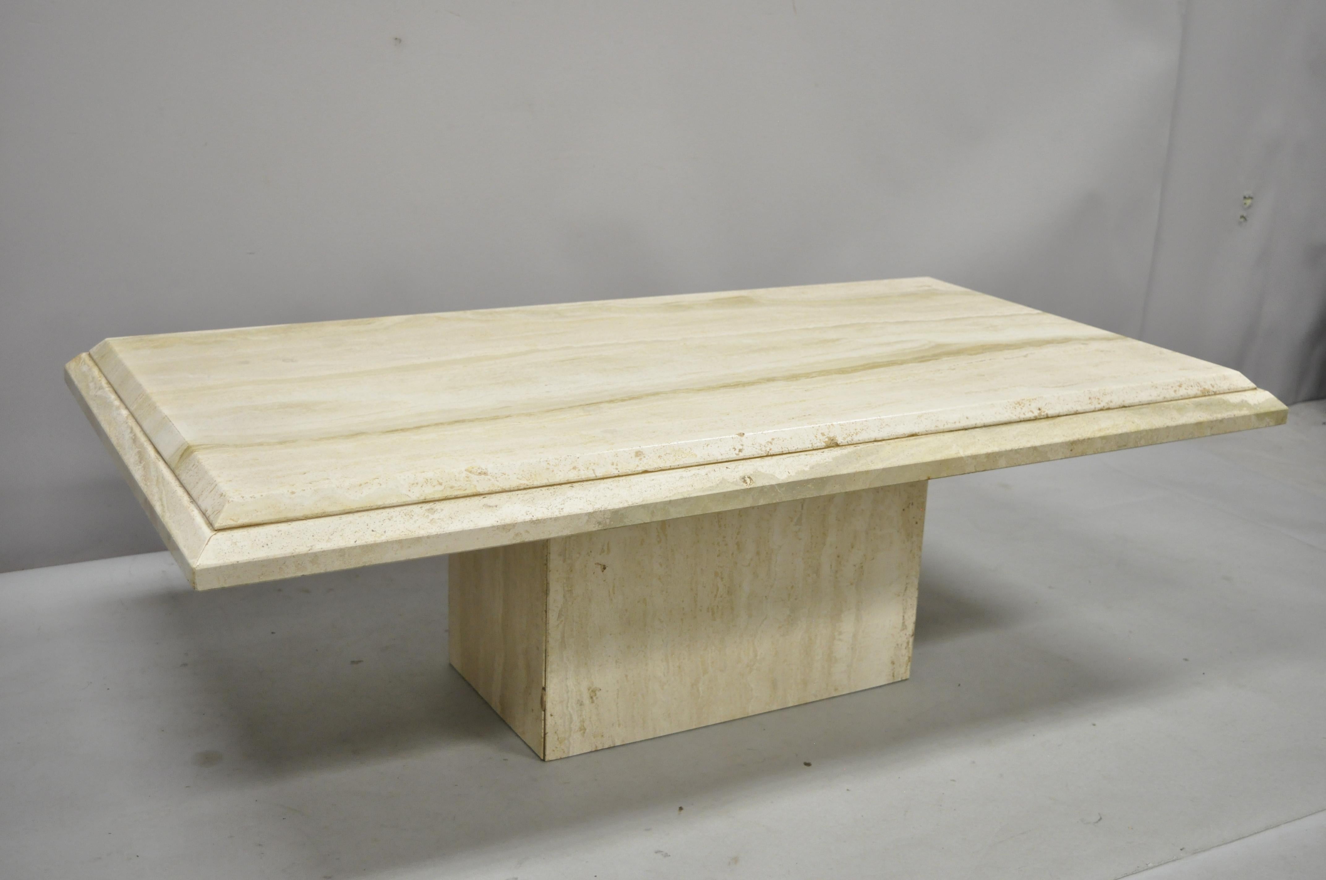 Italian Travertine Stone Rectangular Modernist Modern Large Coffee Table 5