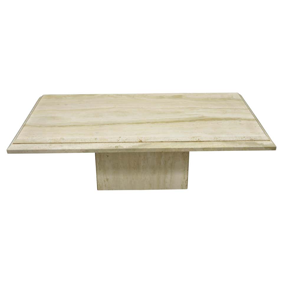 Italian Travertine Stone Rectangular Modernist Modern Large Coffee ...
