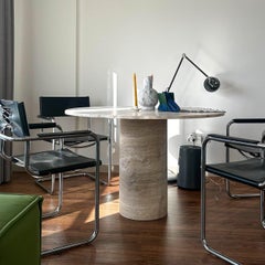 Italian Travertine Stone Round Table - Solid Round Travertine Custom Table