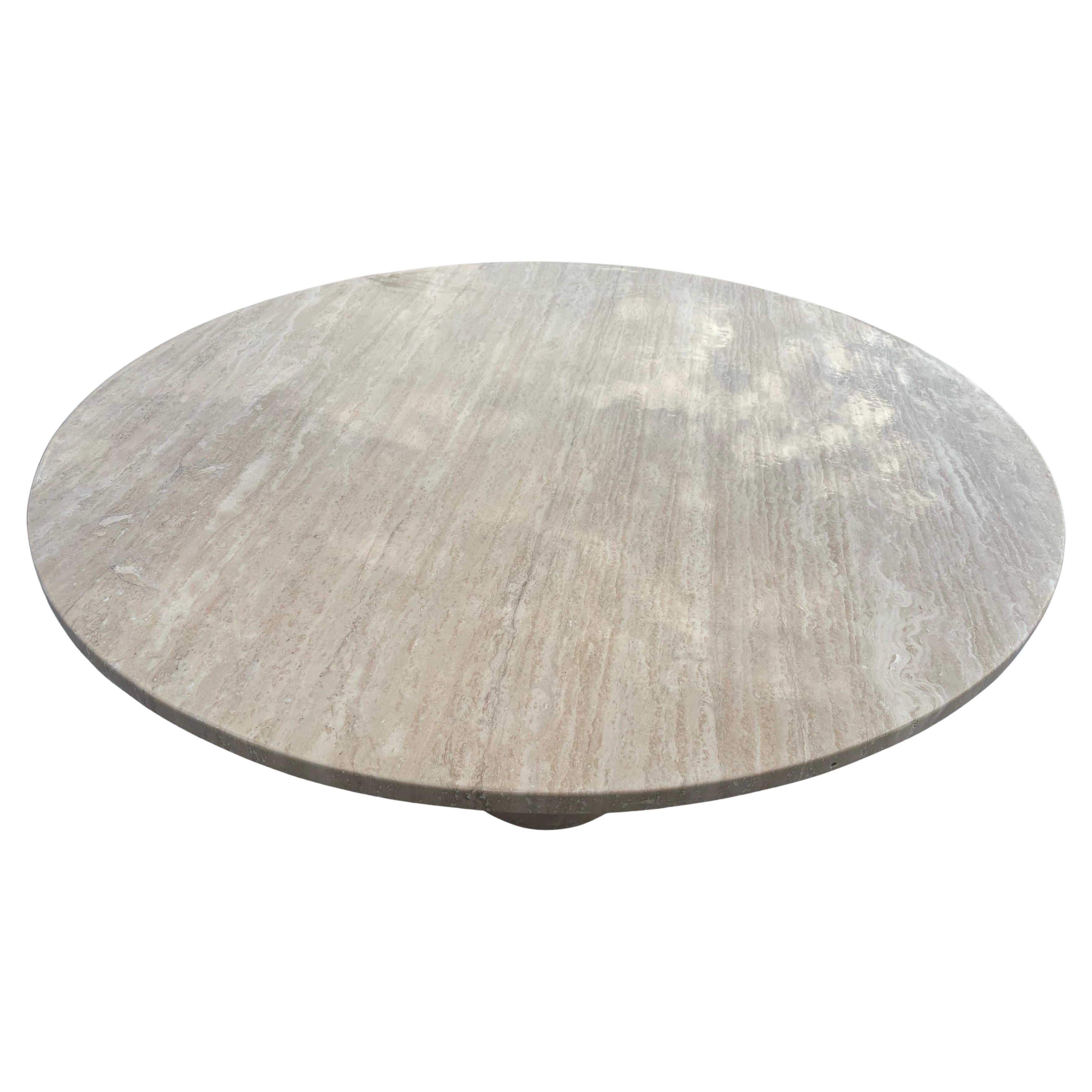 Italian Travertine Stone Round Table - Solid Round Travertine Custom Table