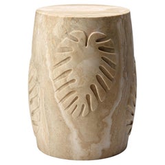 Italian Travertine Stool in Travertino Alabastrino, “Jungle” by Giansanti Home Italian Travertine Stool in Travertino Alabastrino, “Jungle” by Giansanti Home