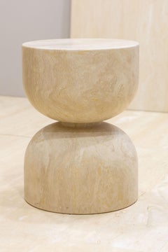 Hocker aus italienischem Travertin Travertino Classico, "Twin" von Giansanti Home
