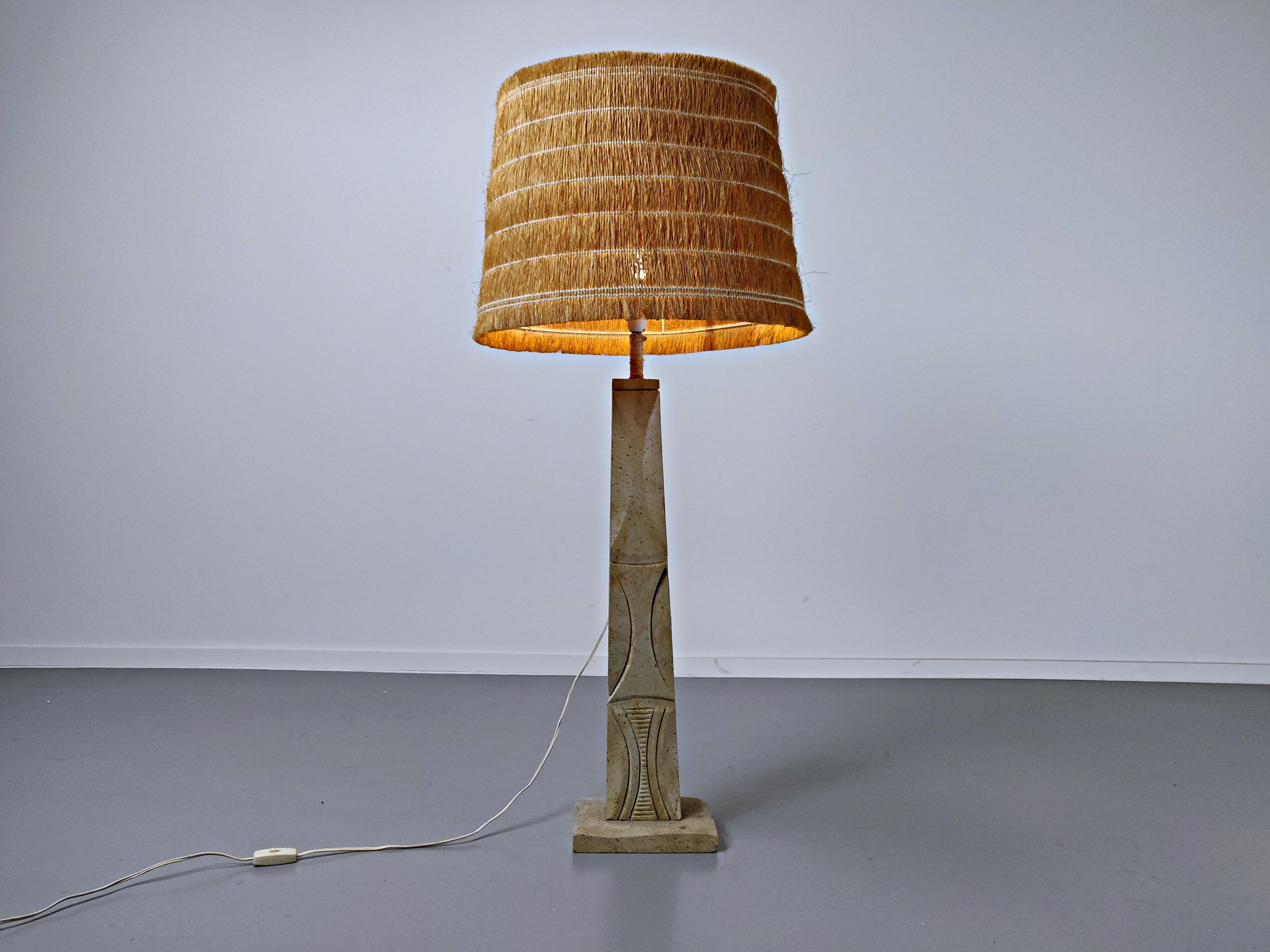 Italian travertine table lamp, 1970s.