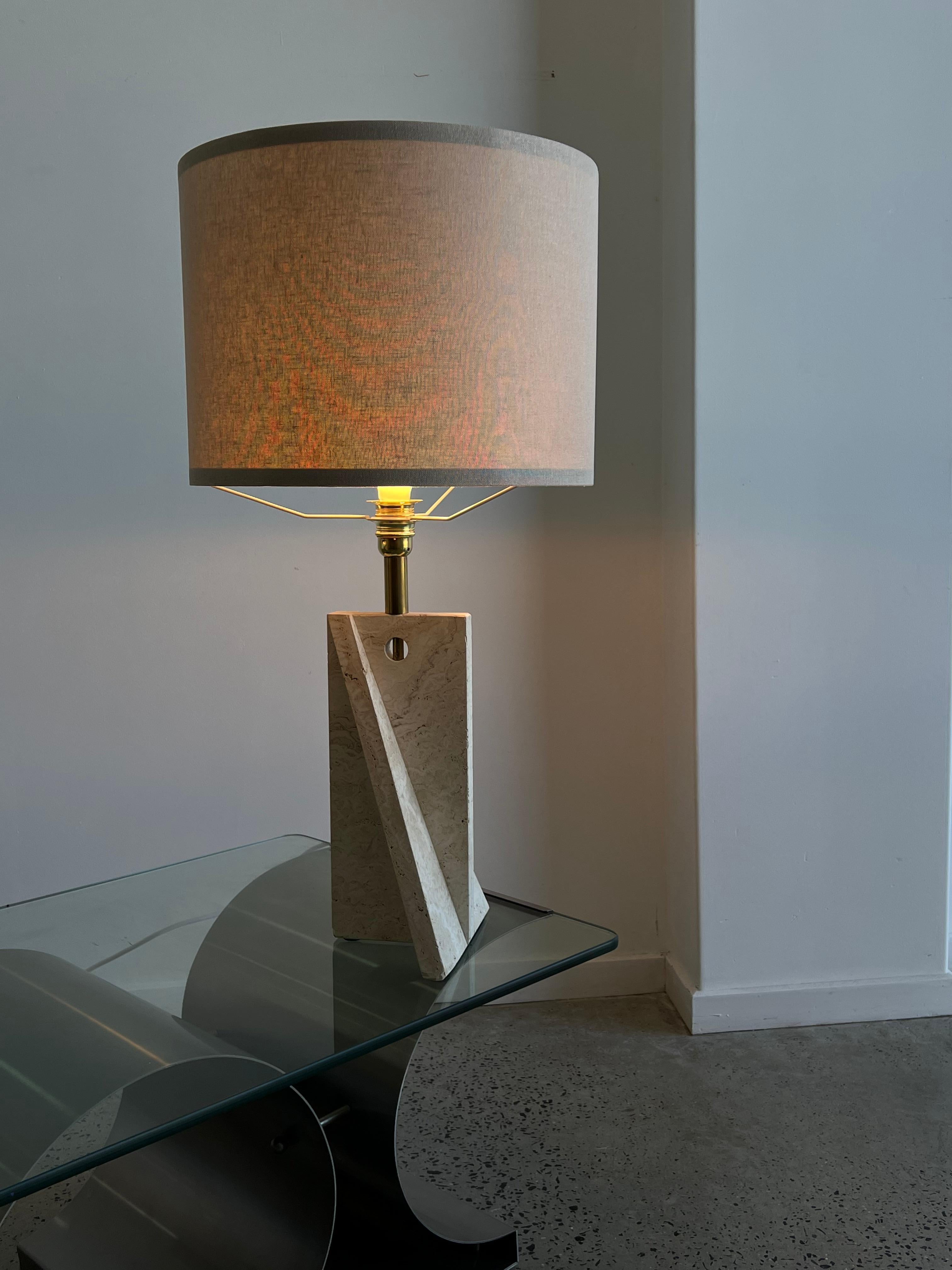 Italian Travertine Table Lamp by Fratelli Mannelli 1