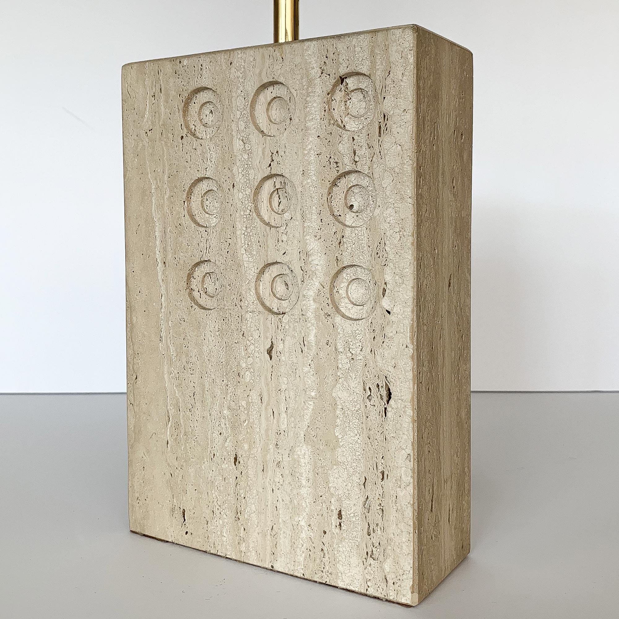 Italian Travertine Table Lamp by Reggiani for Raymor 4