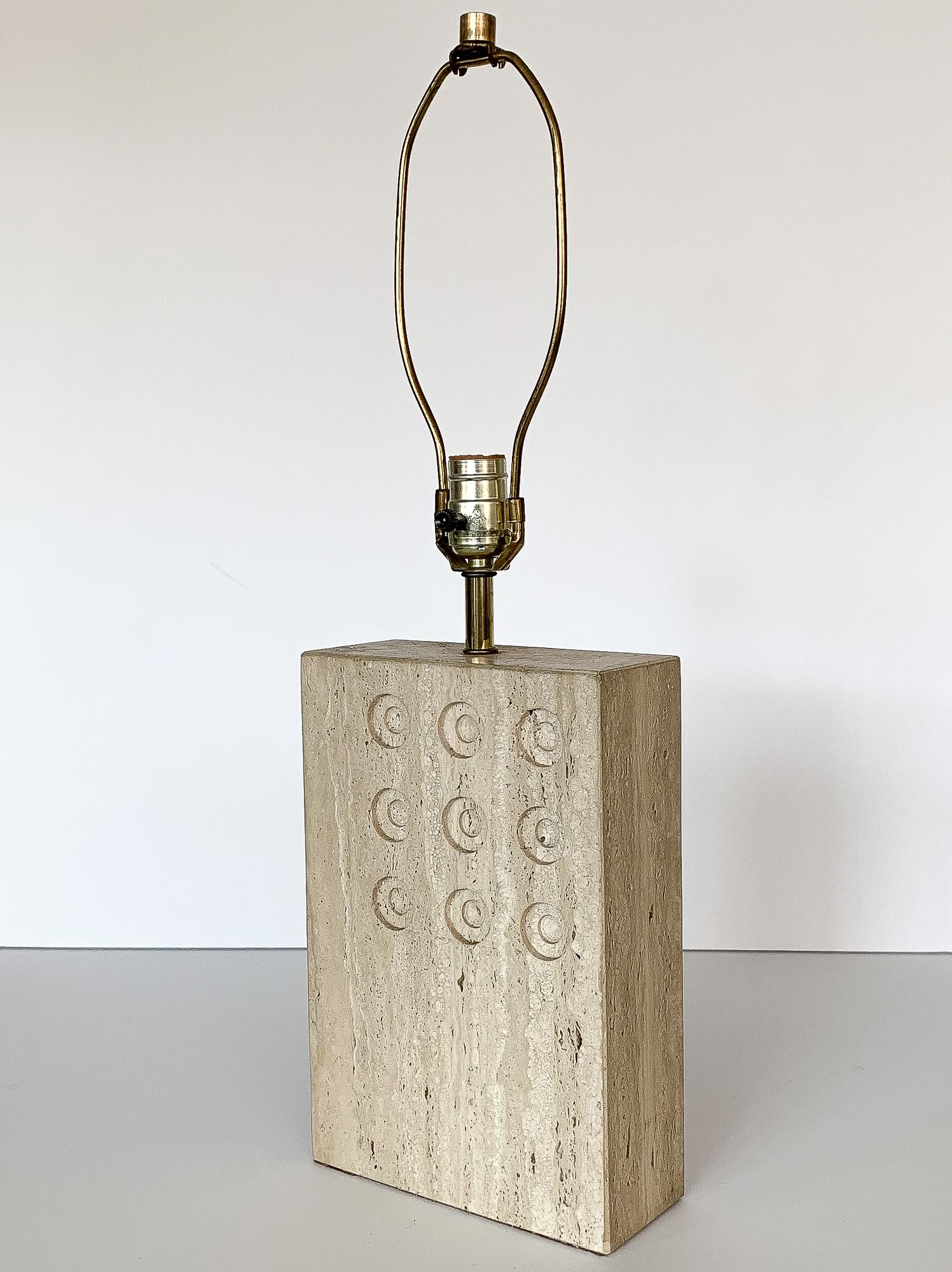 Mid-Century Modern Italian Travertine Table Lamp by Reggiani for Raymor