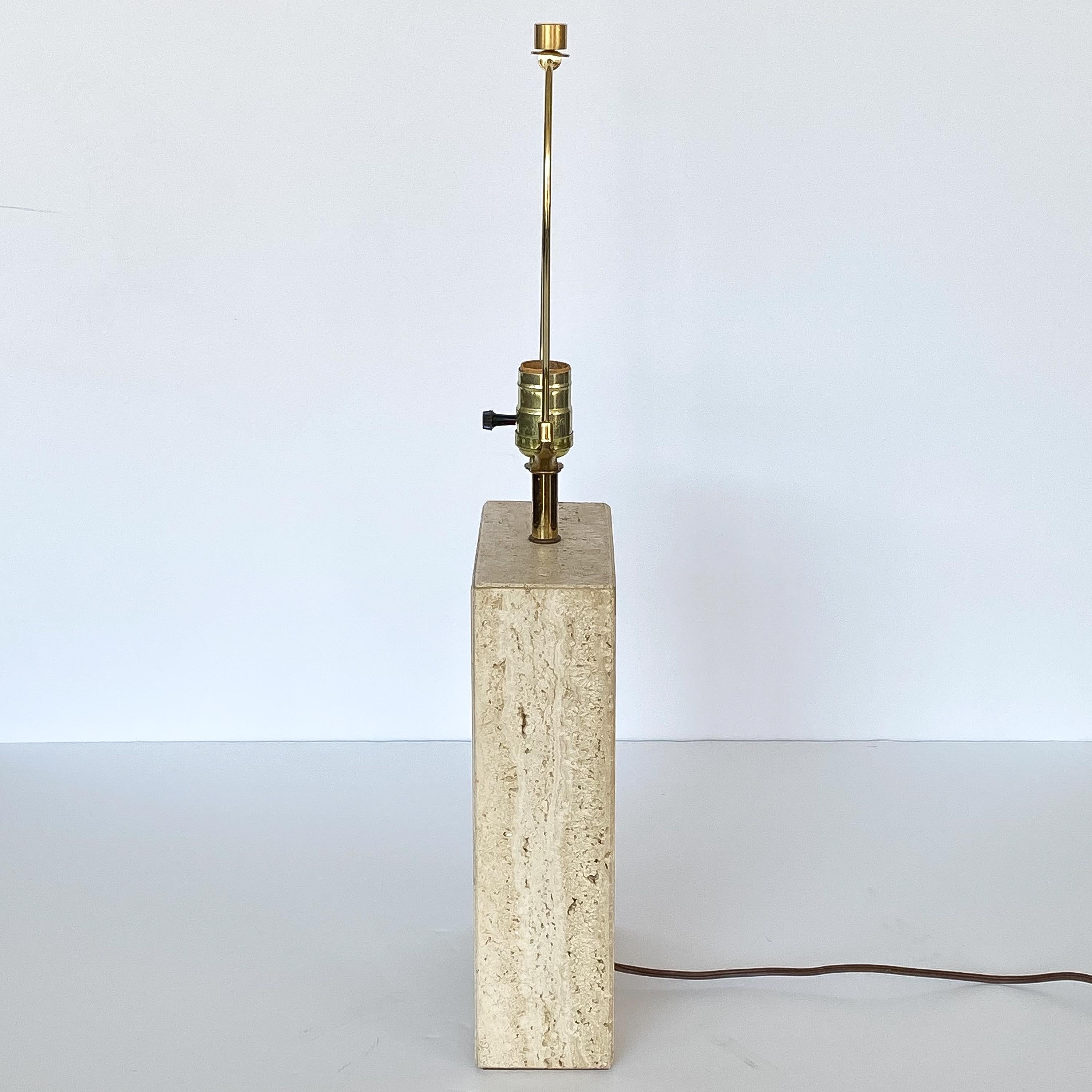 Italian Travertine Table Lamp by Reggiani for Raymor In Excellent Condition In Chicago, IL