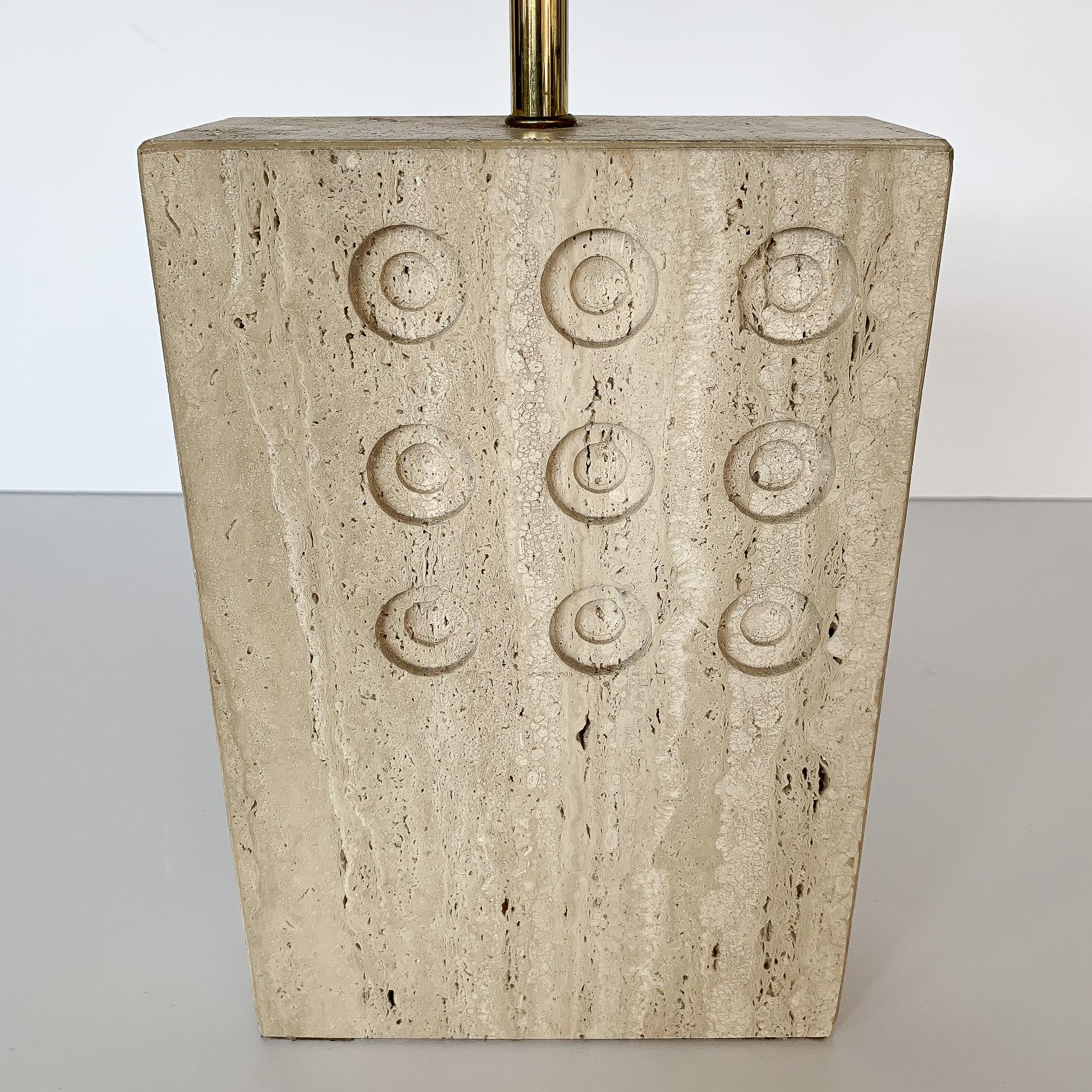 Brass Italian Travertine Table Lamp by Reggiani for Raymor