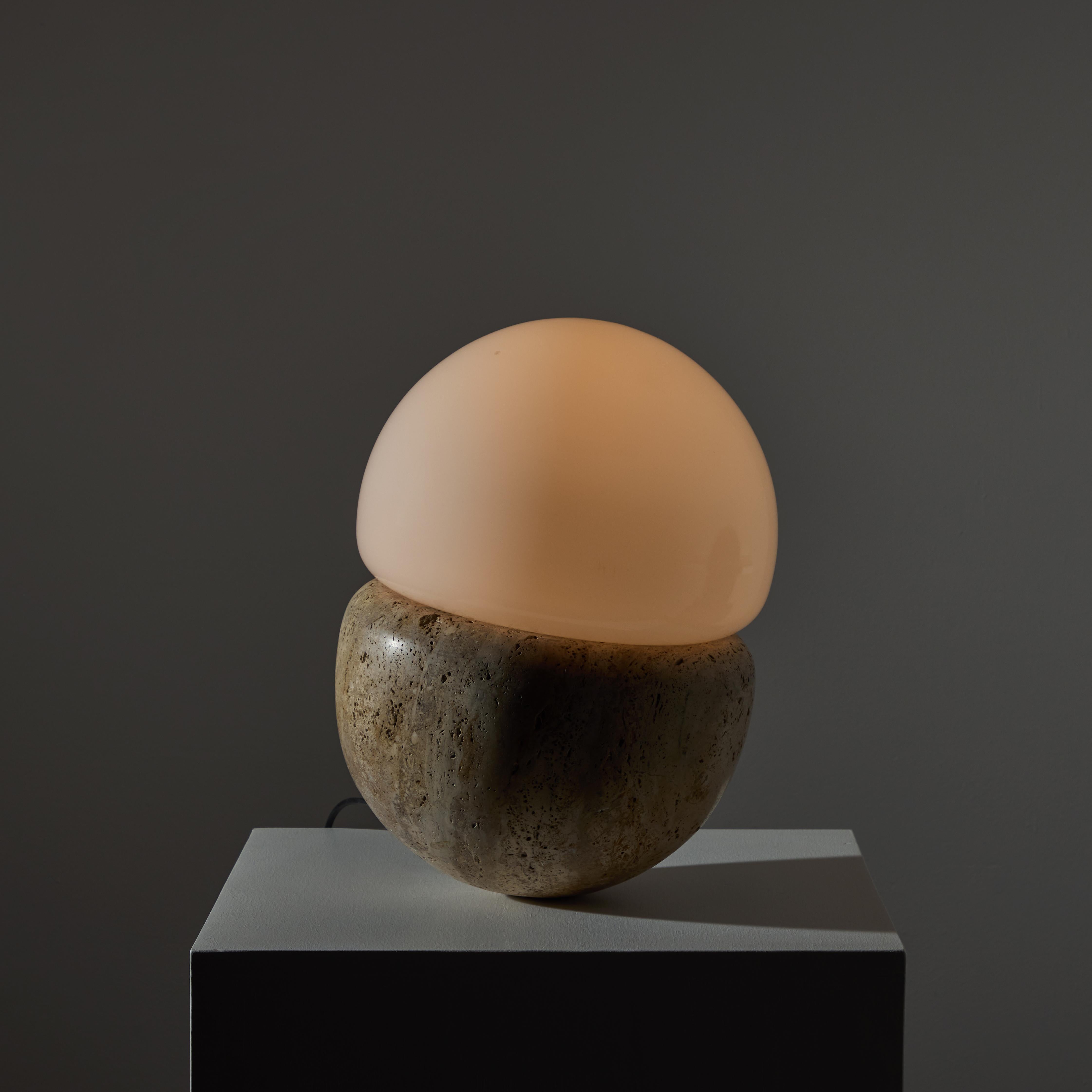 Italian Travertine Table Lamp For Sale 4