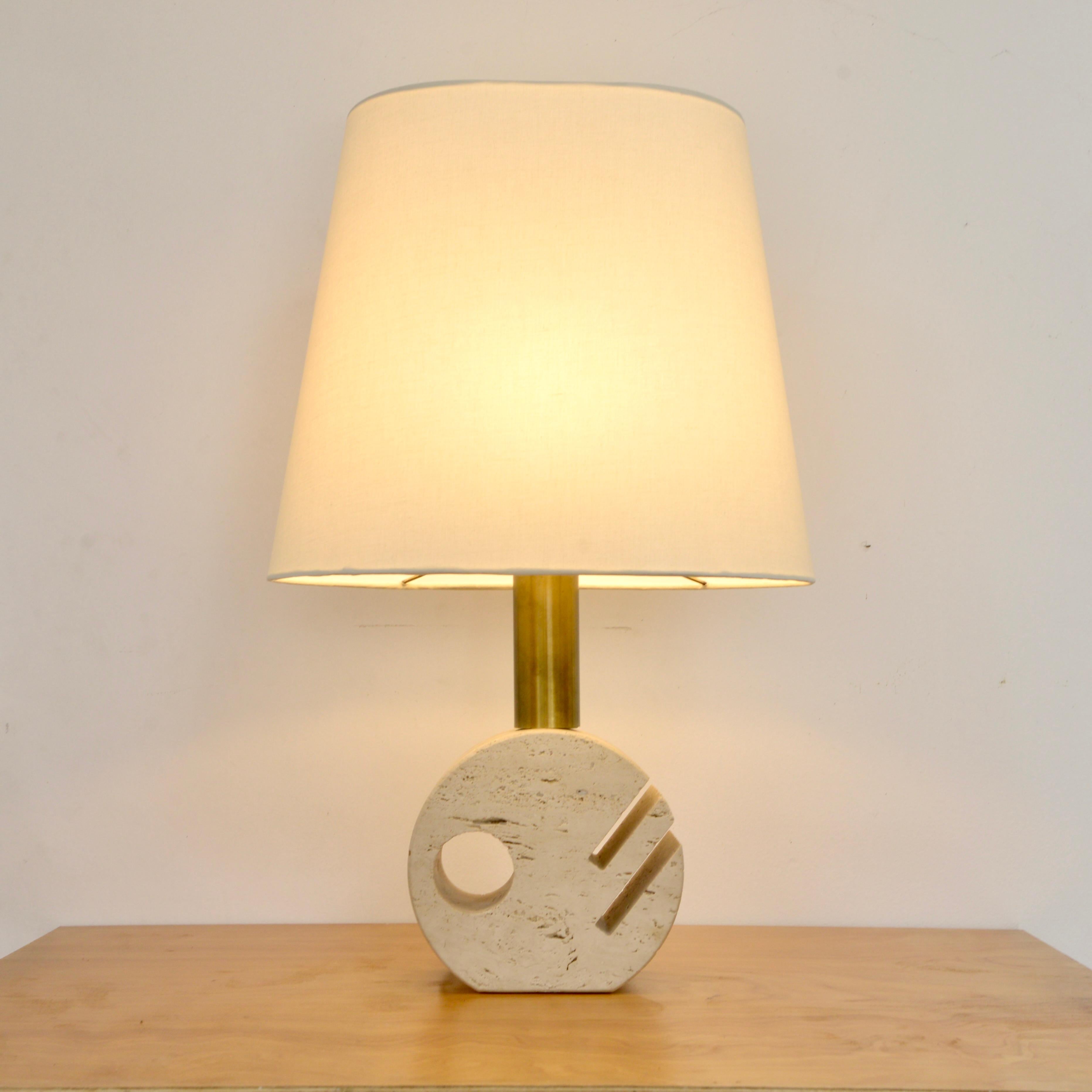 Italian Travertine Table Lamp For Sale 4