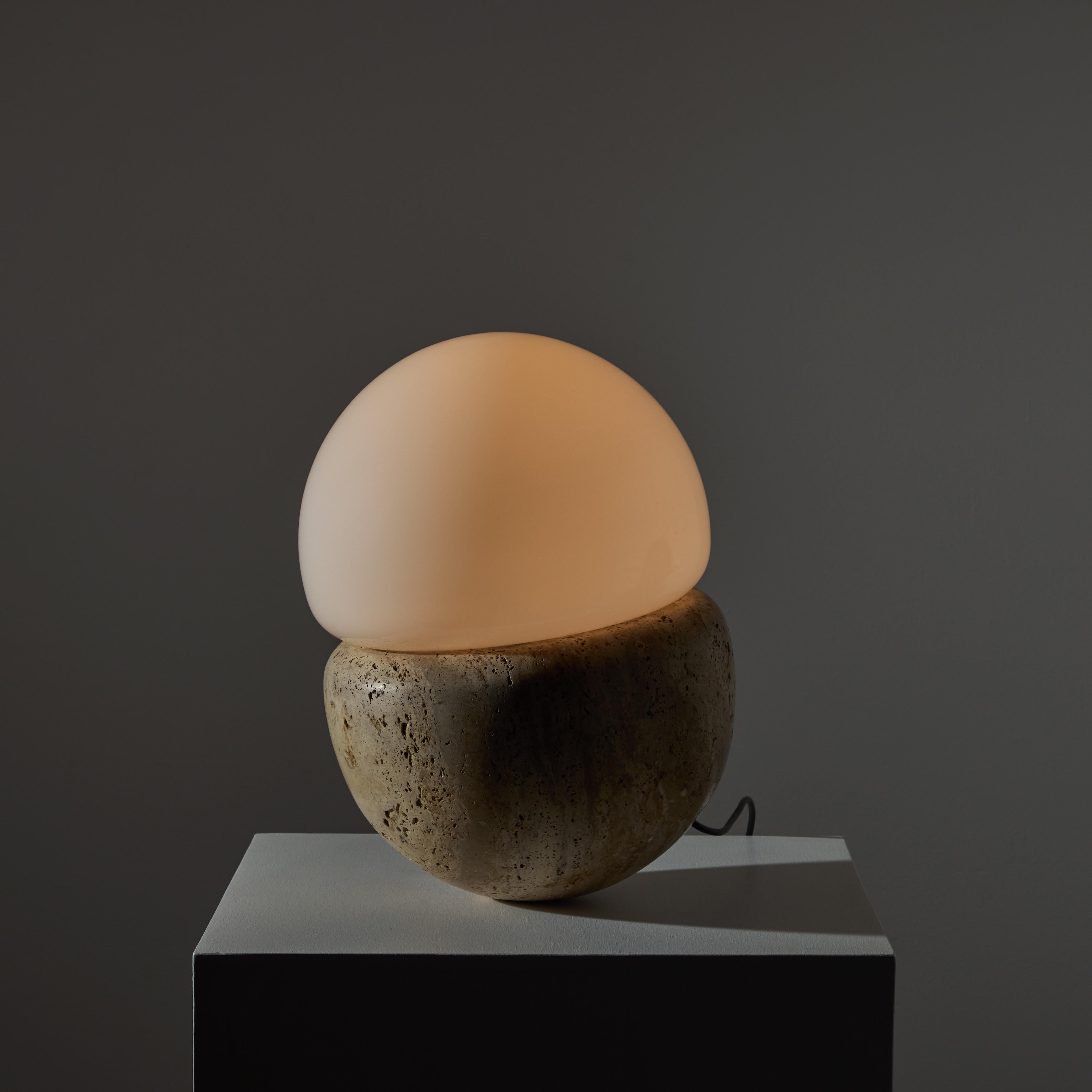 Italian Travertine Table Lamp For Sale 5