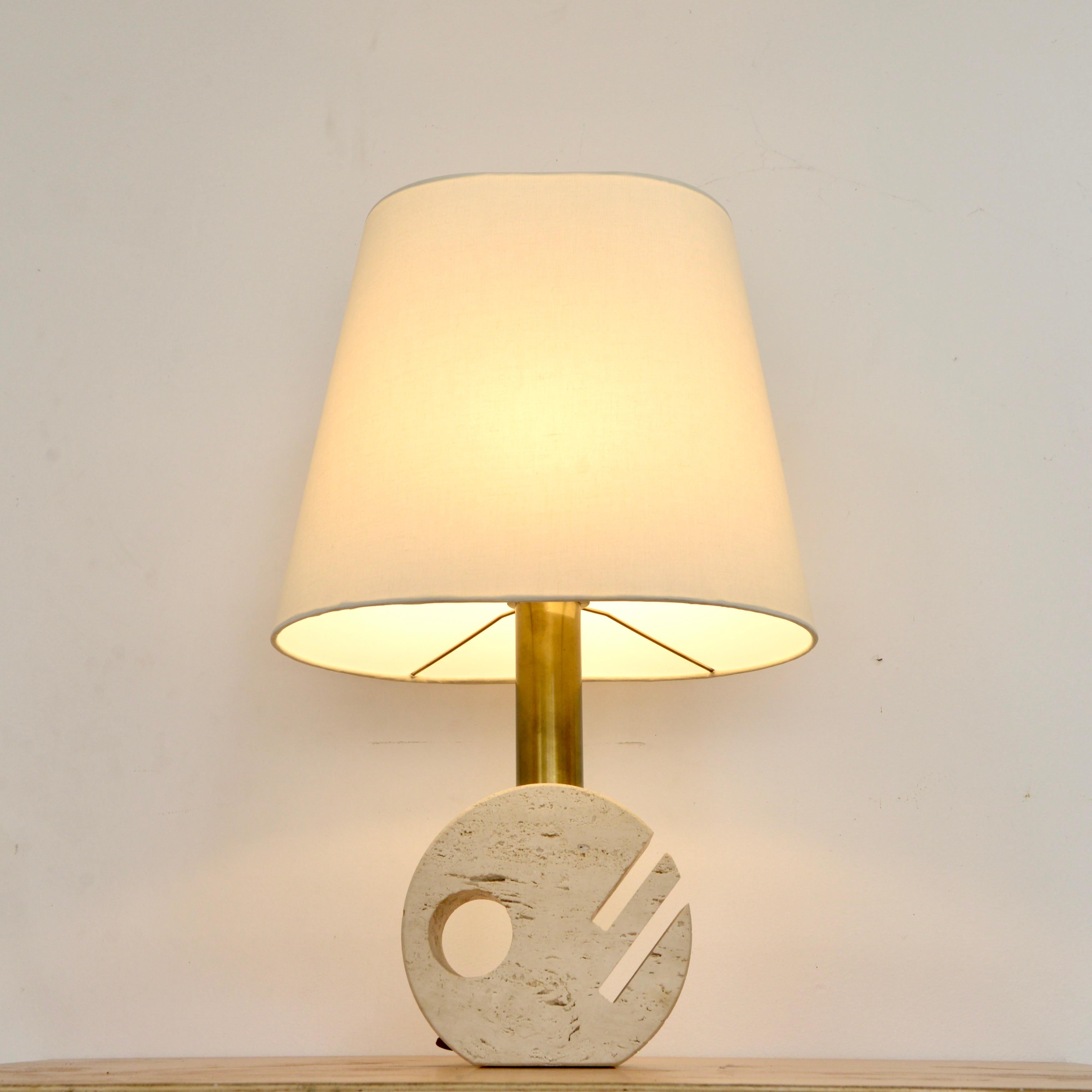 Italian Travertine Table Lamp For Sale 4
