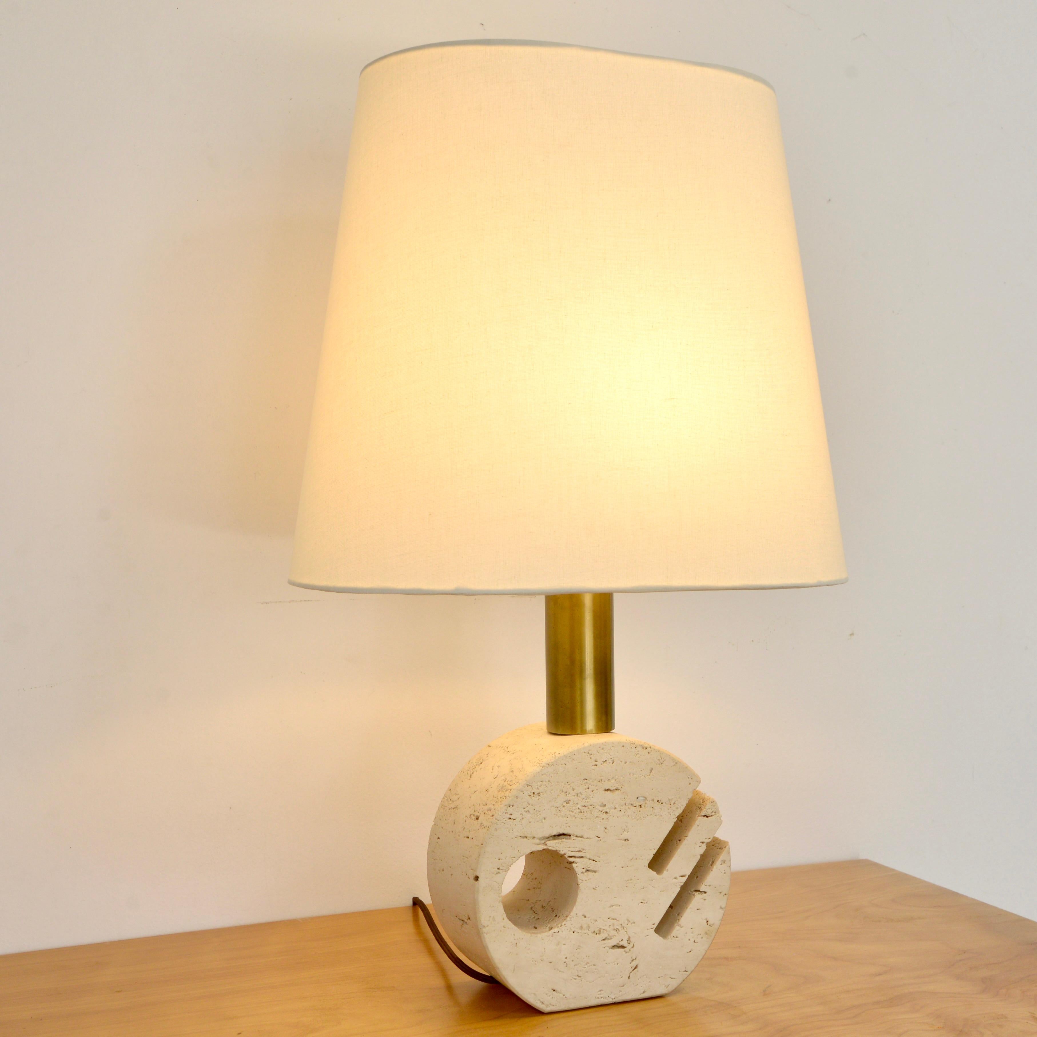 Italian Travertine Table Lamp For Sale 6