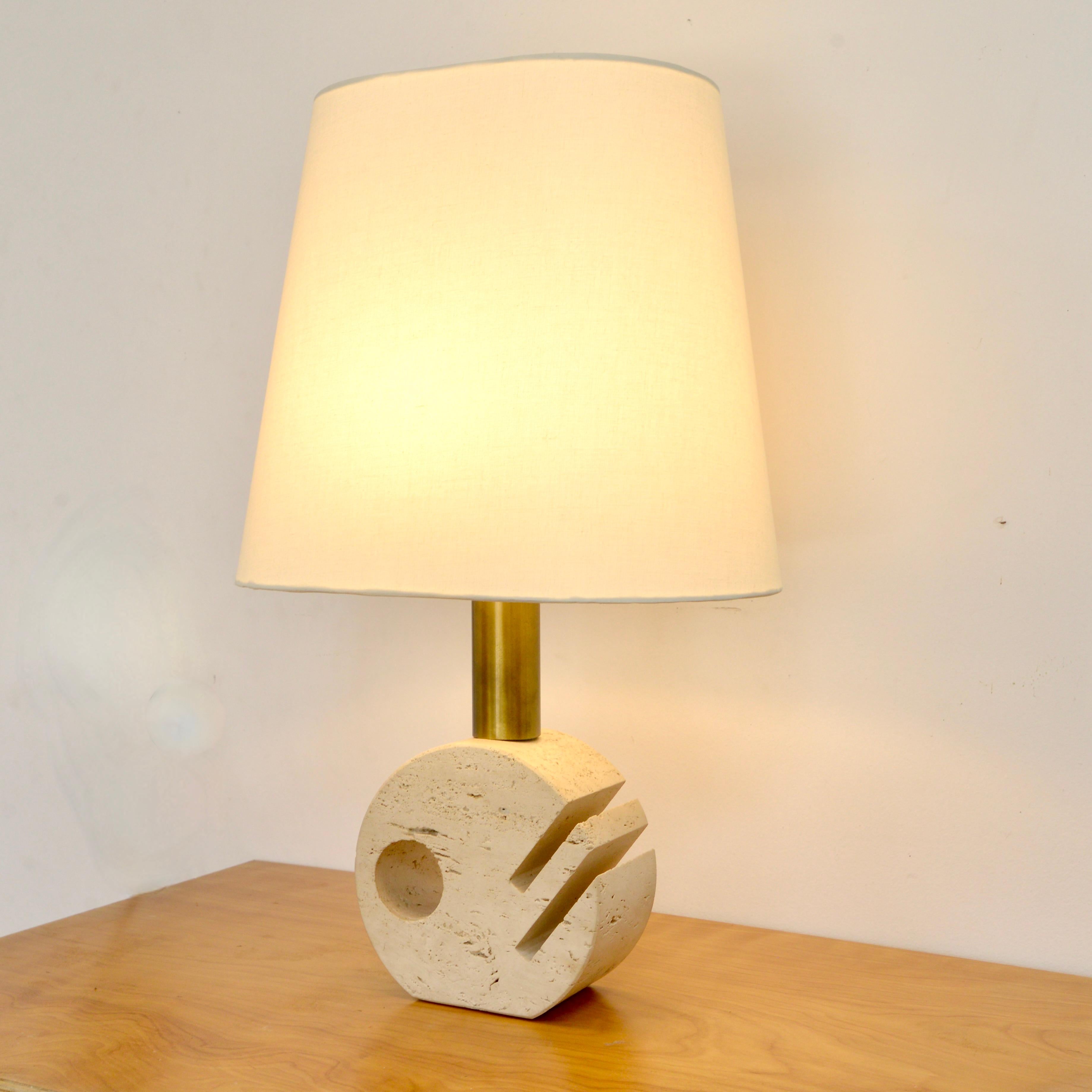 Italian Travertine Table Lamp For Sale 6