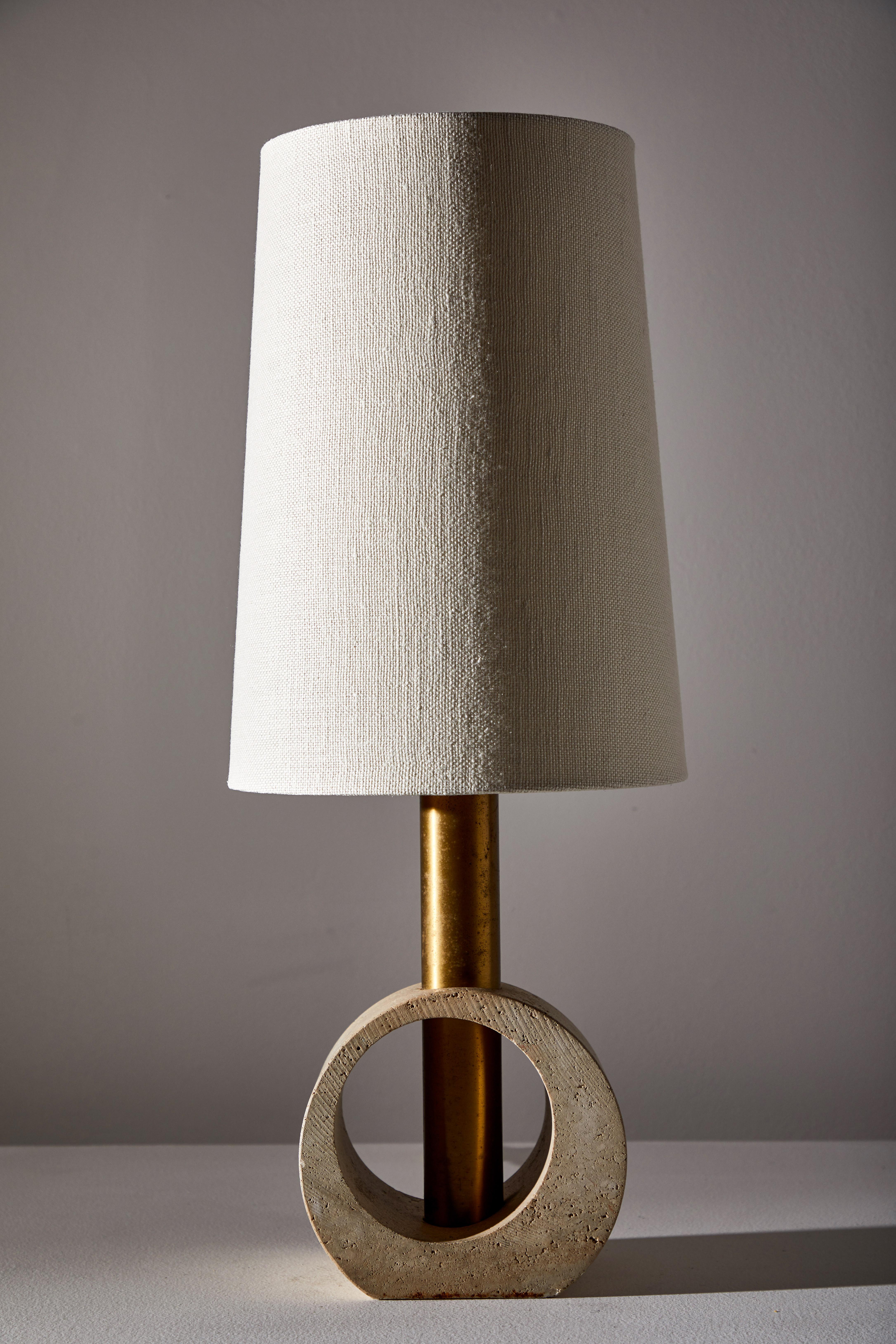 Italian Travertine Table Lamp In Good Condition In Los Angeles, CA