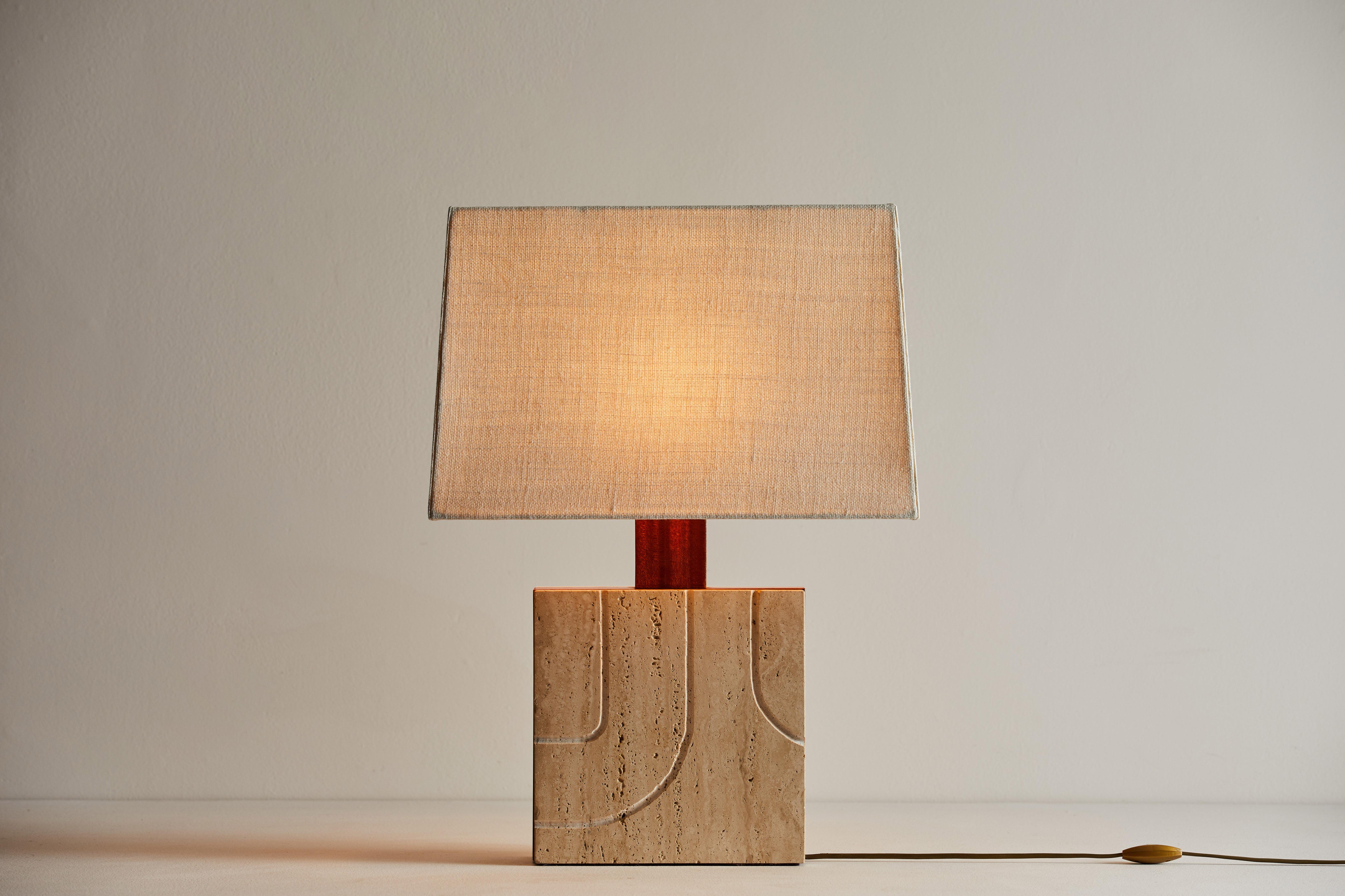 Italian Travertine Table Lamp In Good Condition In Los Angeles, CA