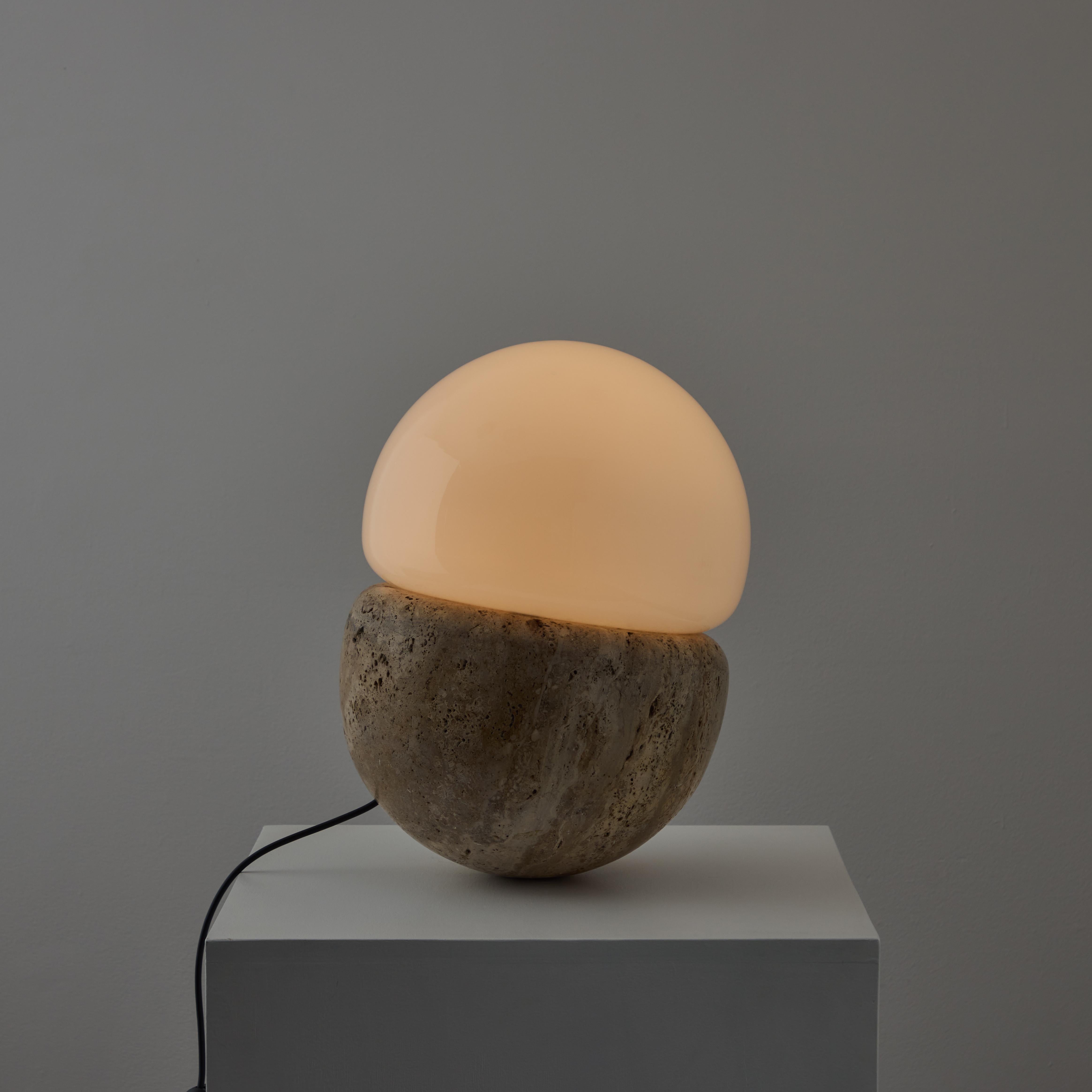 Italian Travertine Table Lamp In Good Condition For Sale In Los Angeles, CA