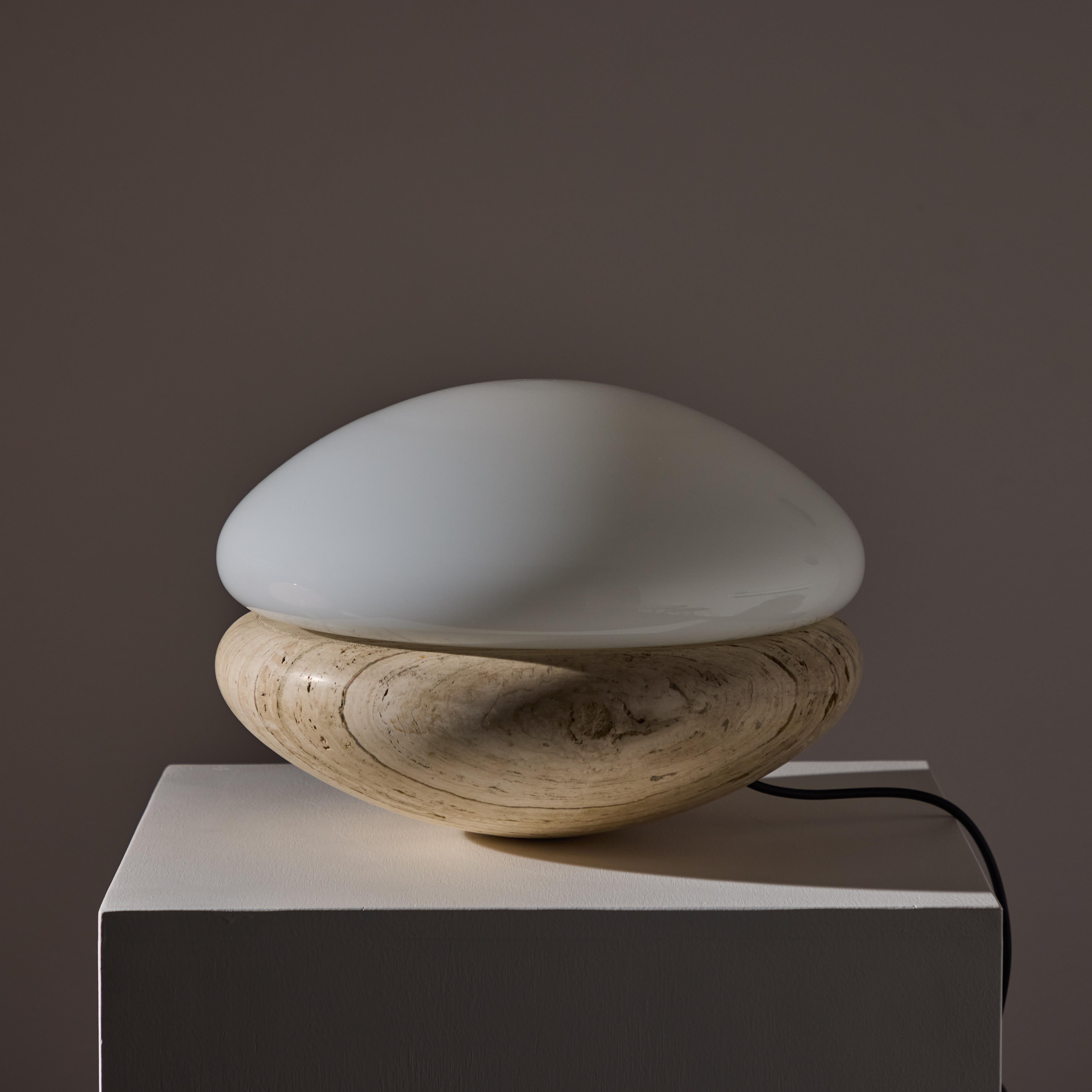 Italian Travertine Table Lamp In Good Condition For Sale In Los Angeles, CA
