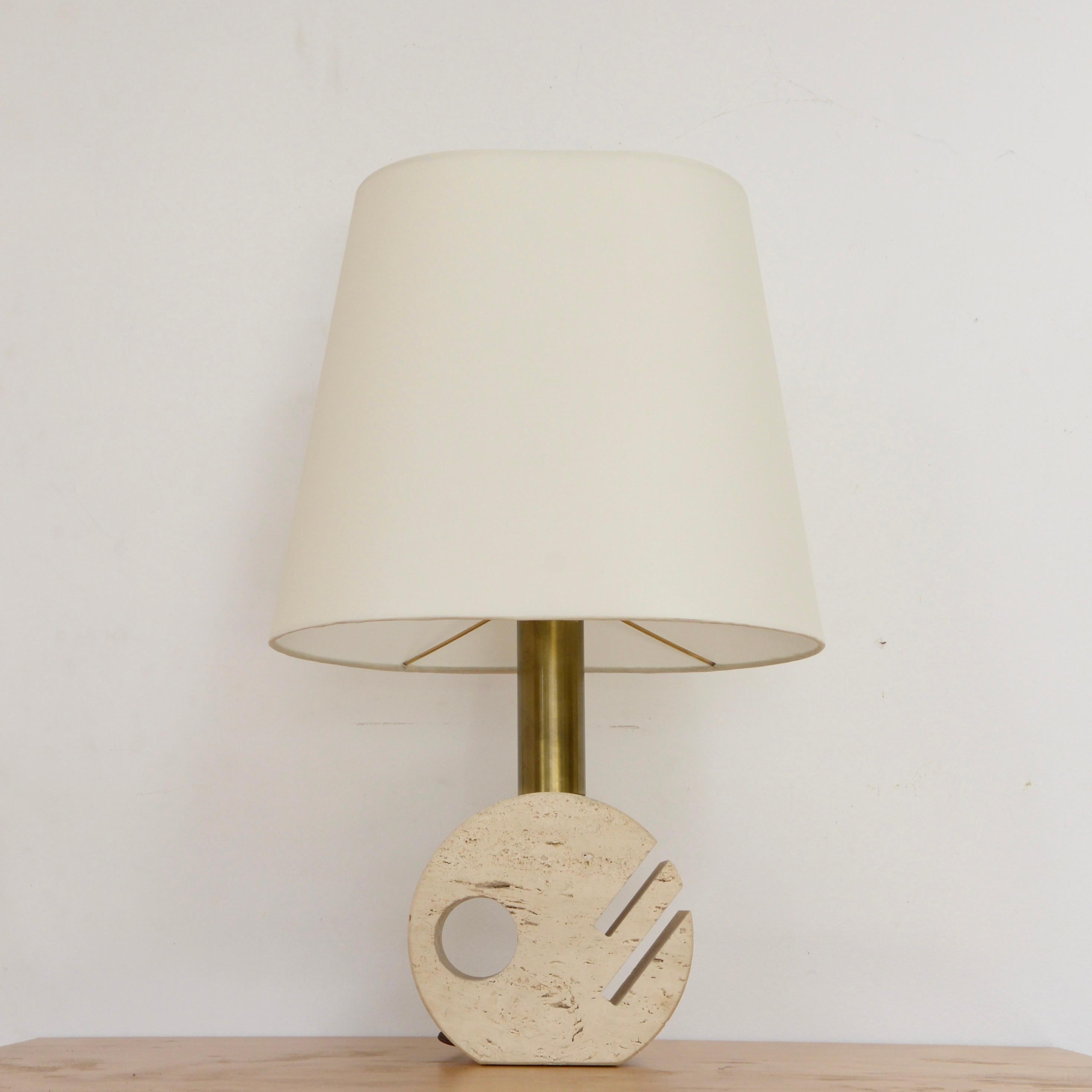 Mid-Century Modern Italian Travertine Table Lamp For Sale