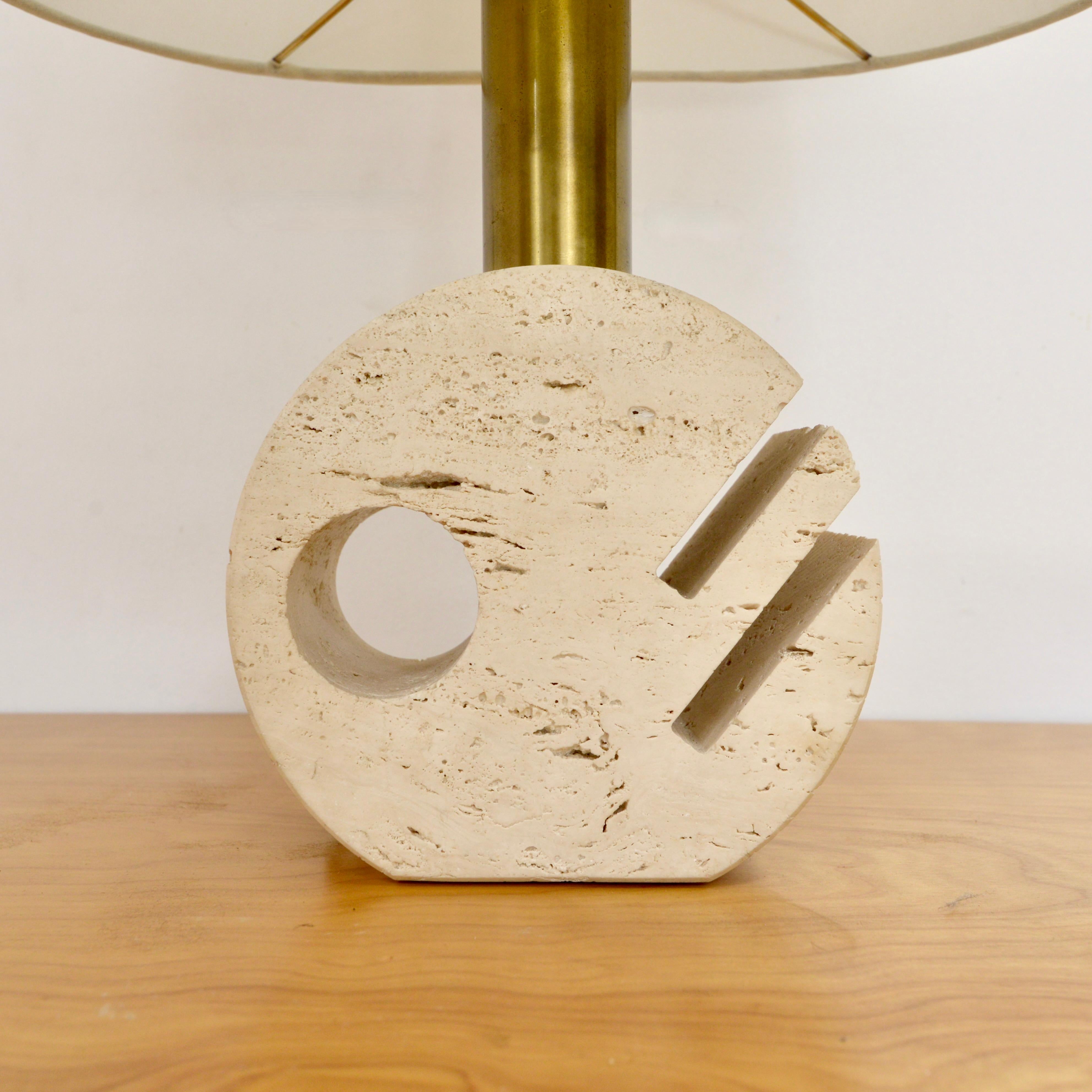 Italian Travertine Table Lamp In Good Condition For Sale In Los Angeles, CA