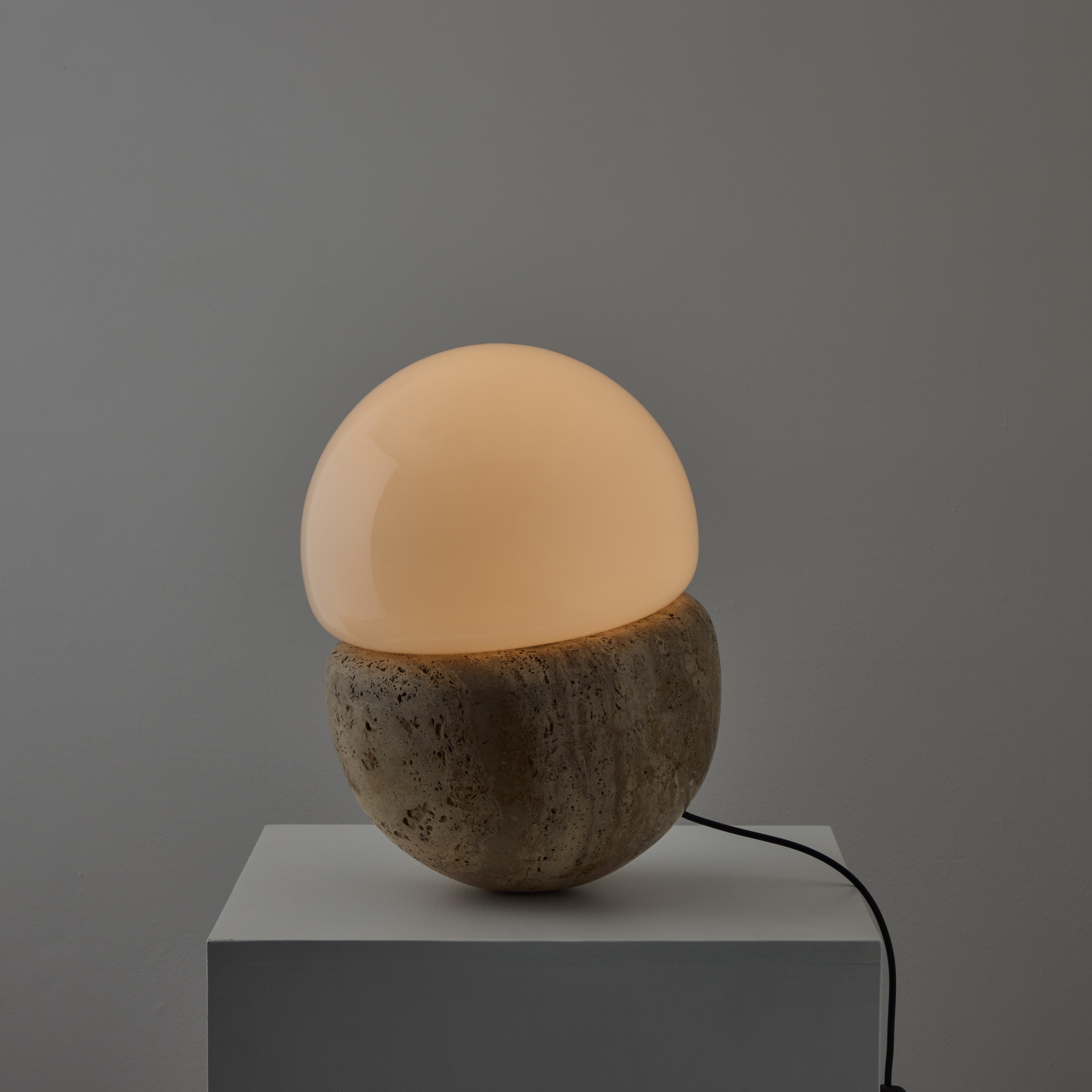 Glass Italian Travertine Table Lamp For Sale