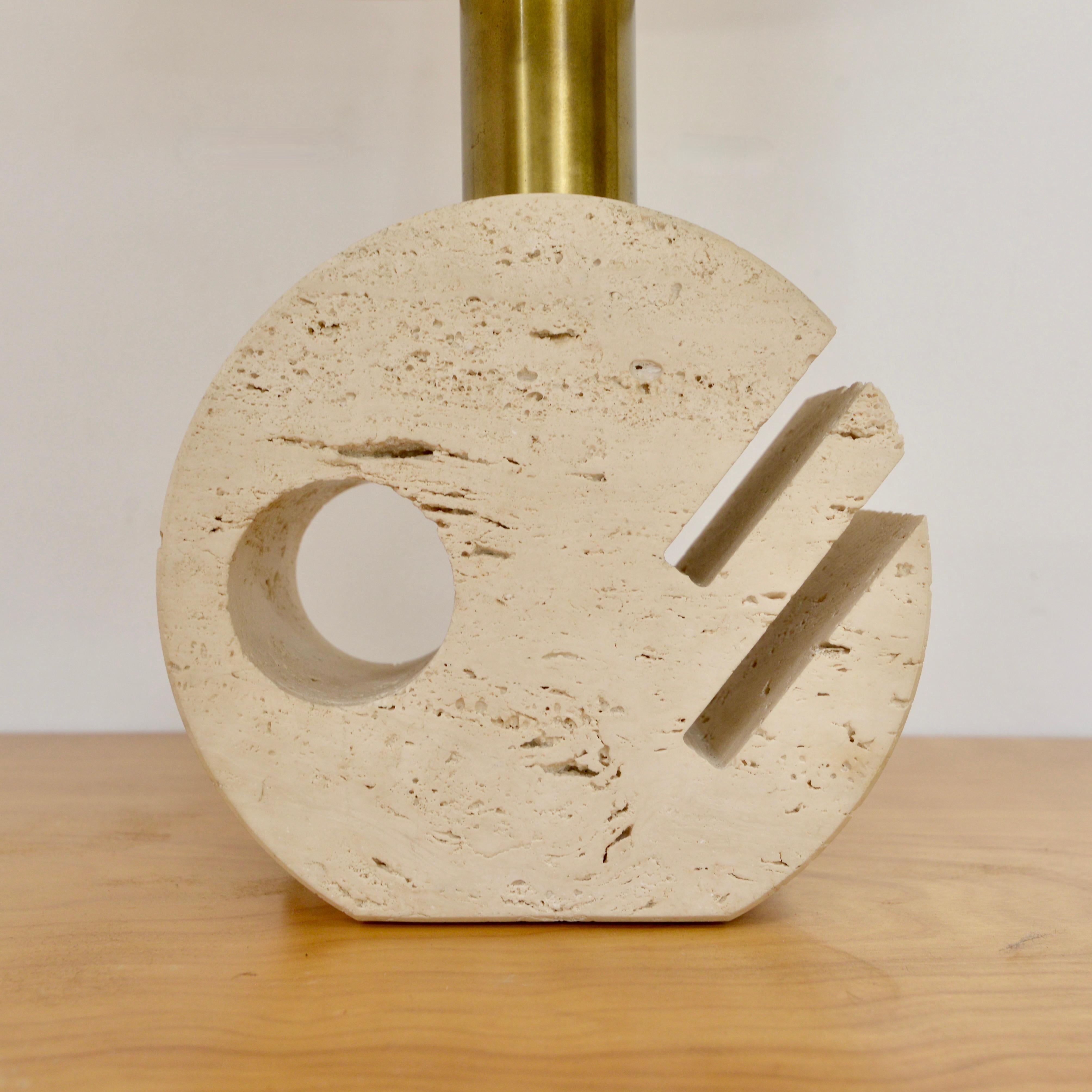 Mid-20th Century Italian Travertine Table Lamp For Sale