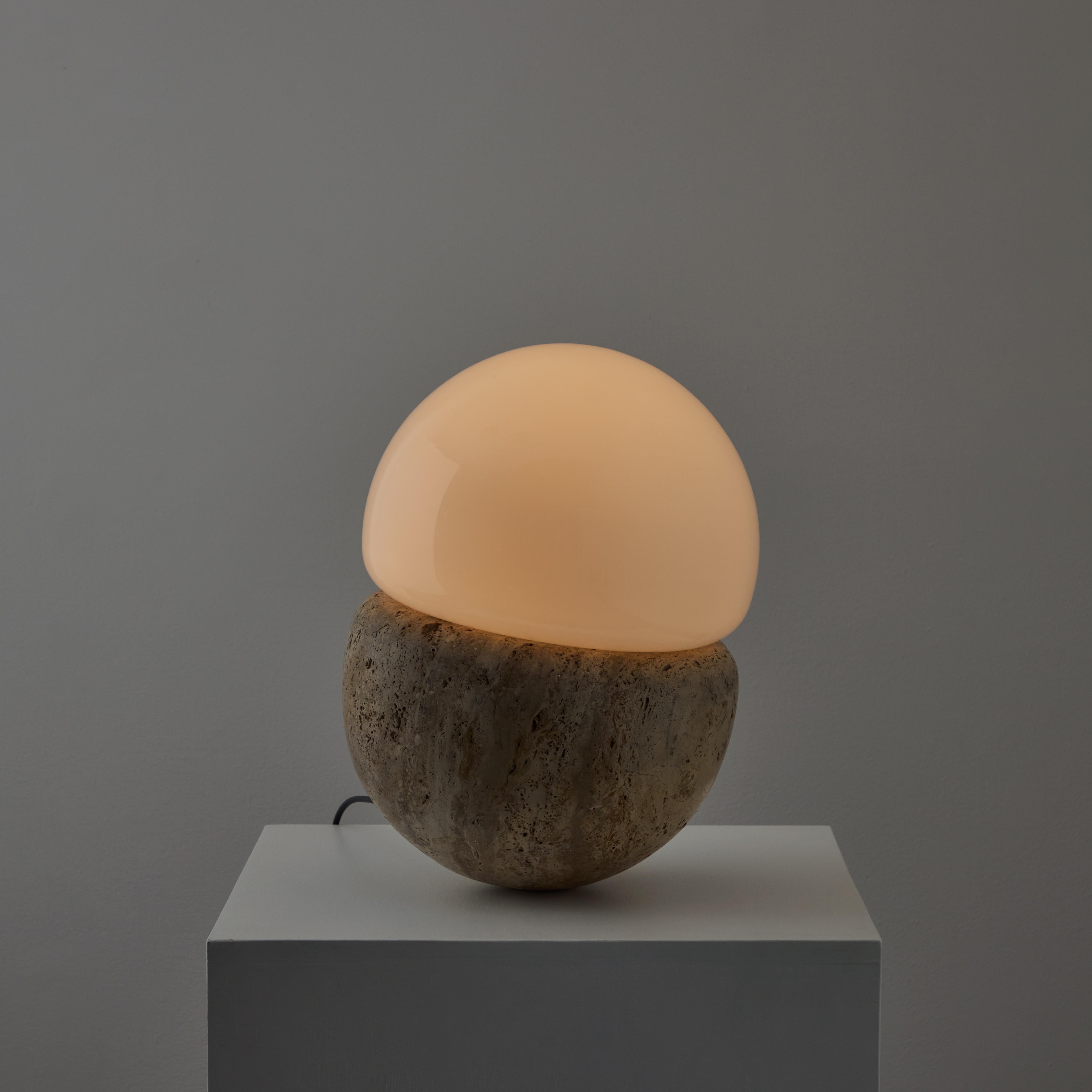 Italian Travertine Table Lamp For Sale 1
