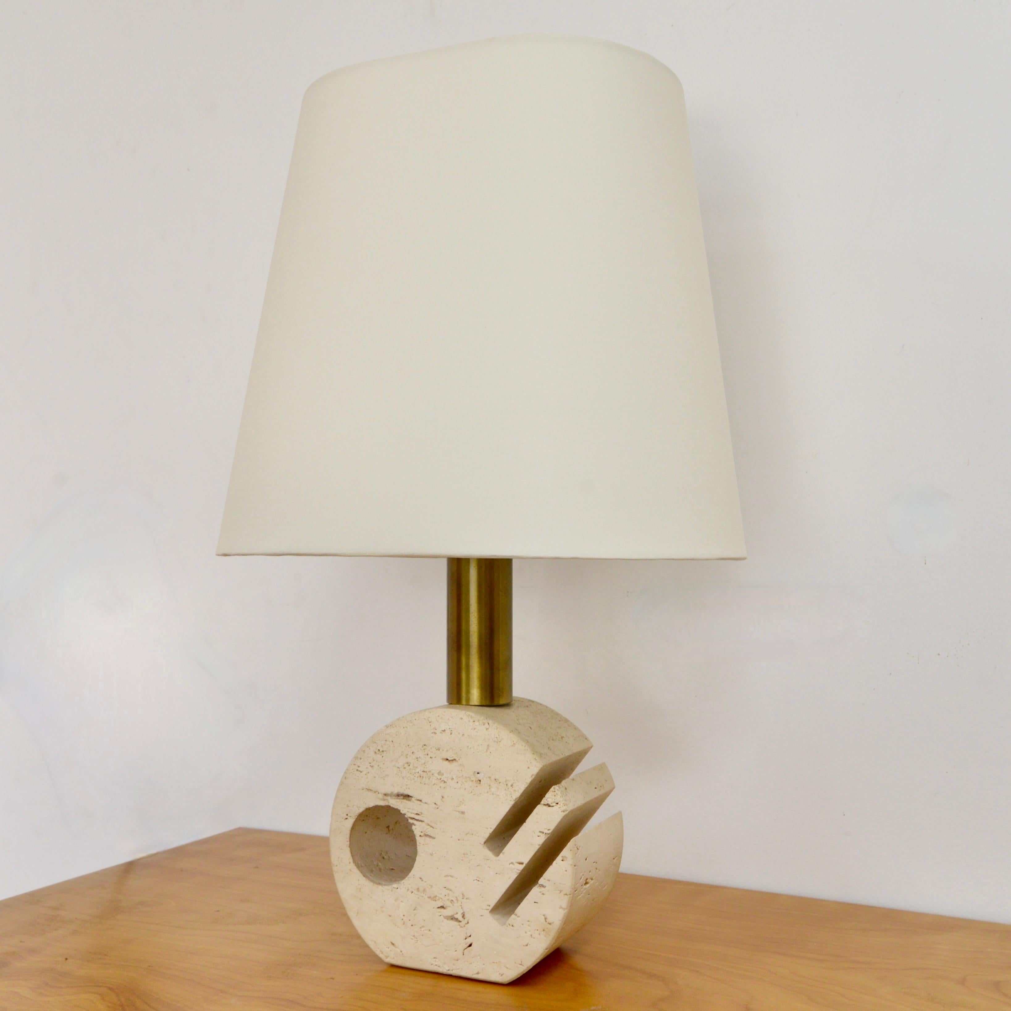 Italian Travertine Table Lamp For Sale 1