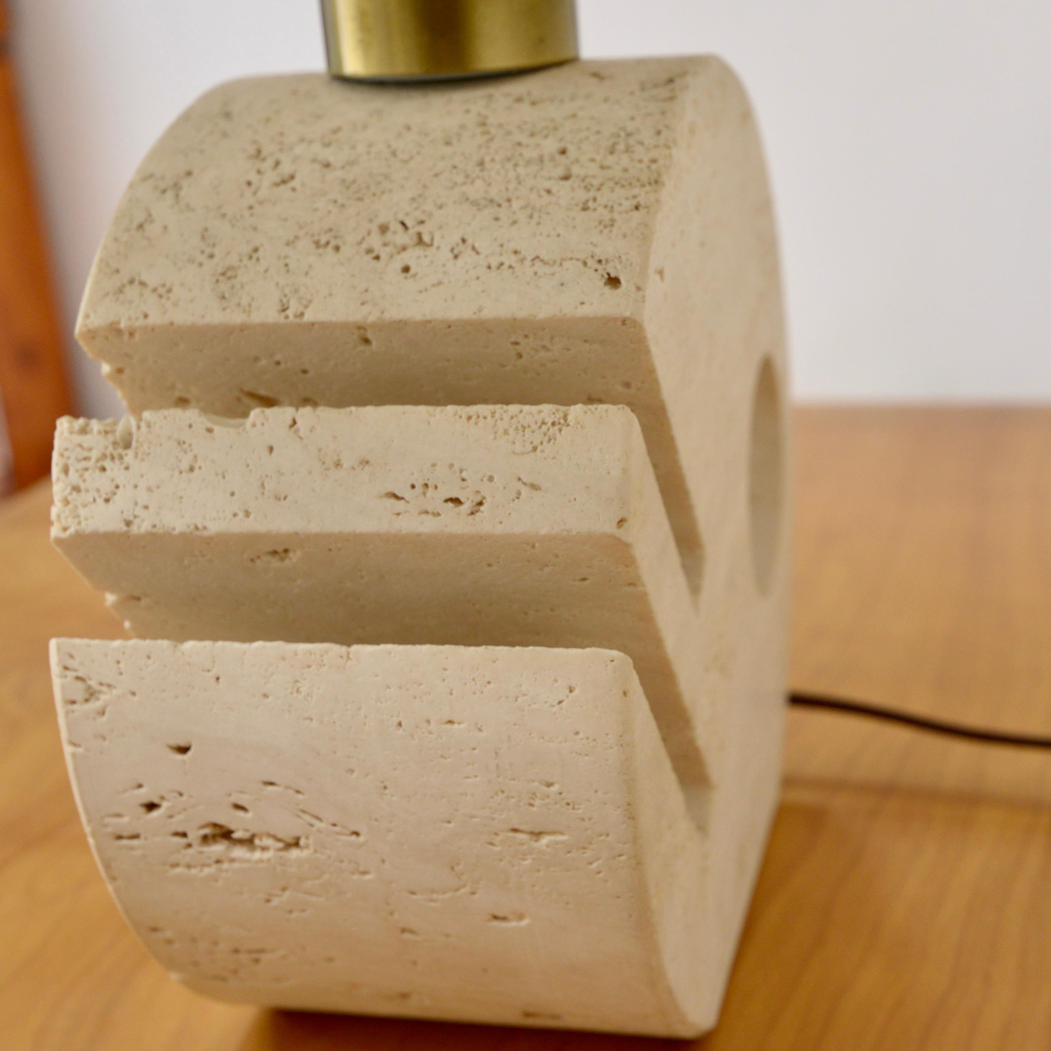 Italian Travertine Table Lamp For Sale 2