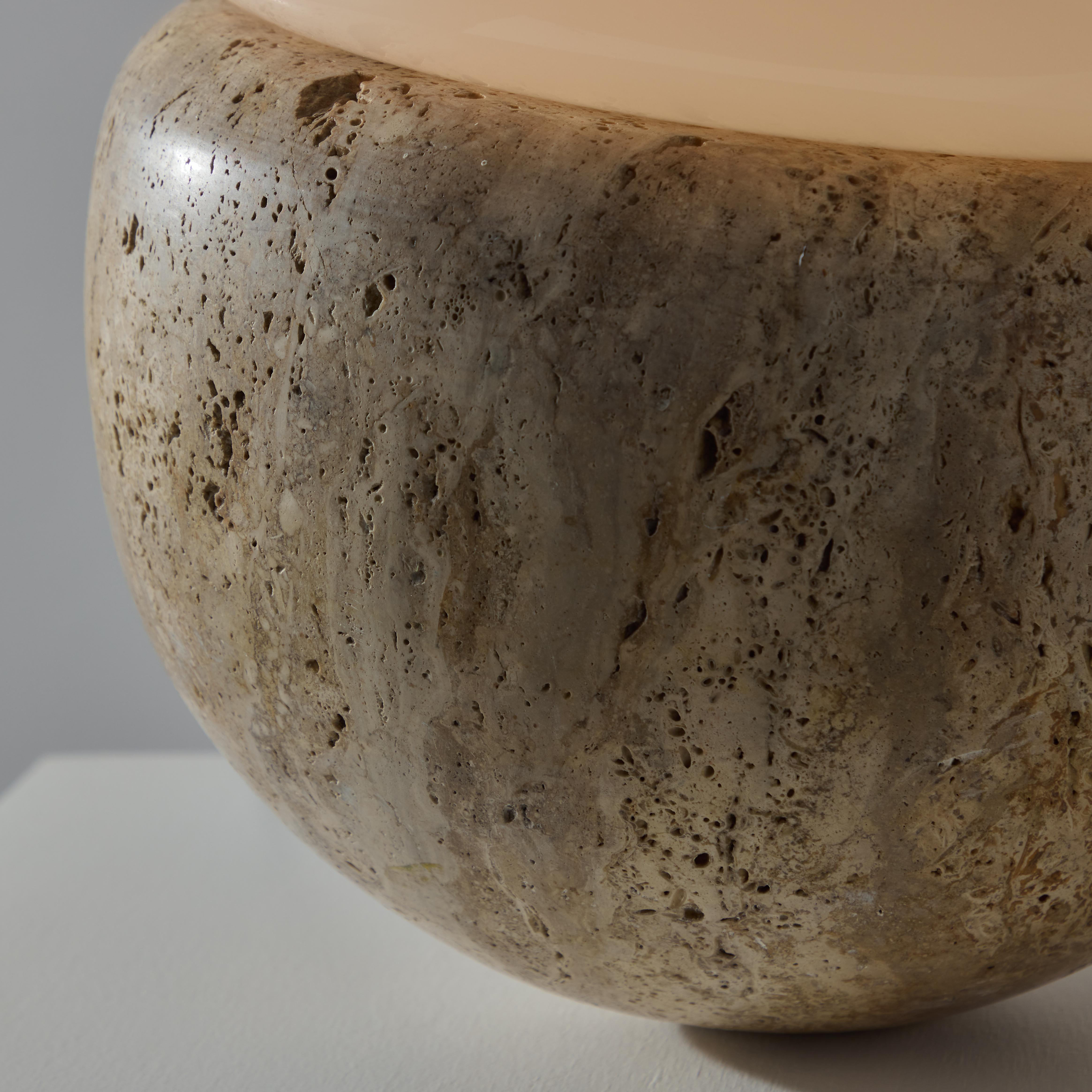 Italian Travertine Table Lamp For Sale 3