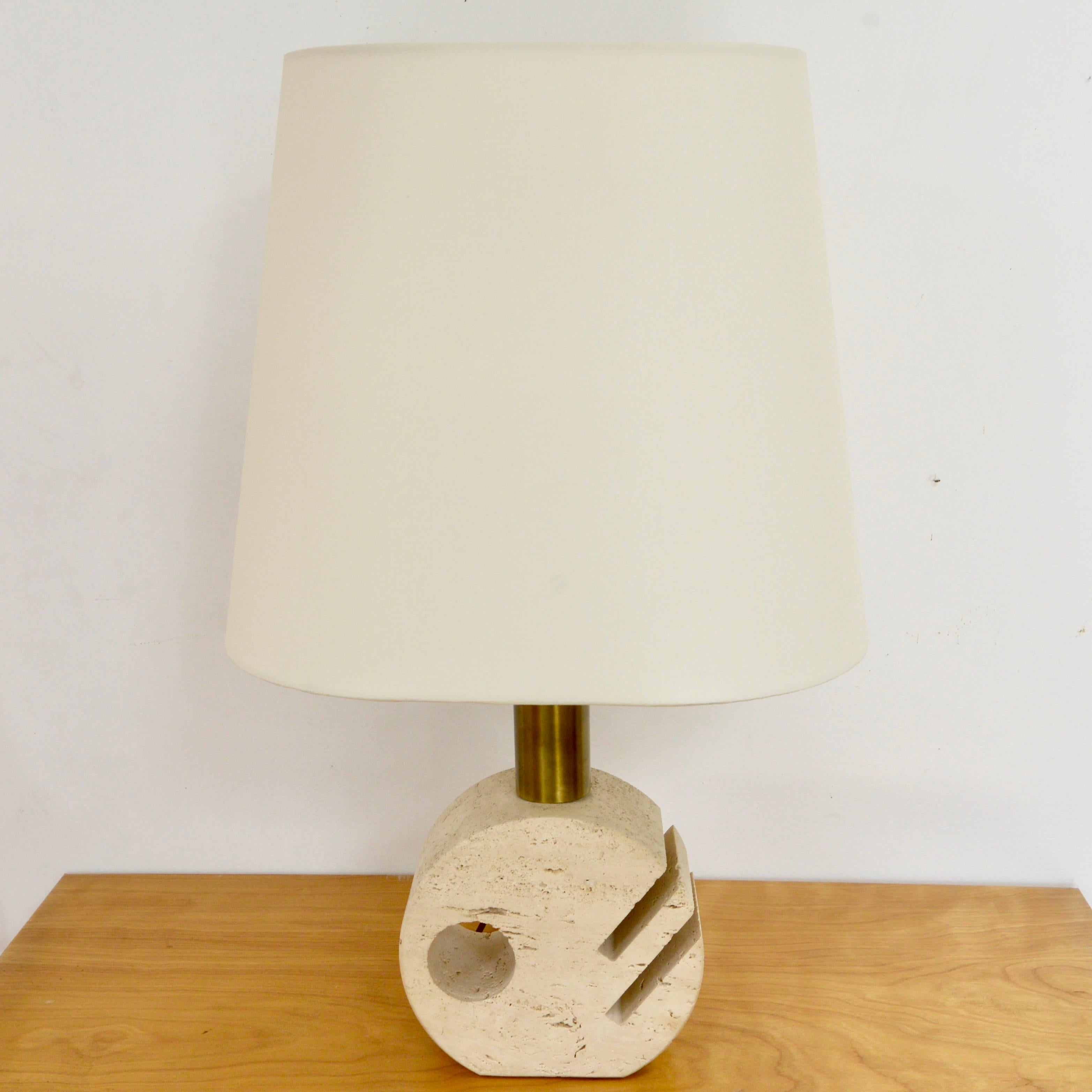 Italian Travertine Table Lamp For Sale 3